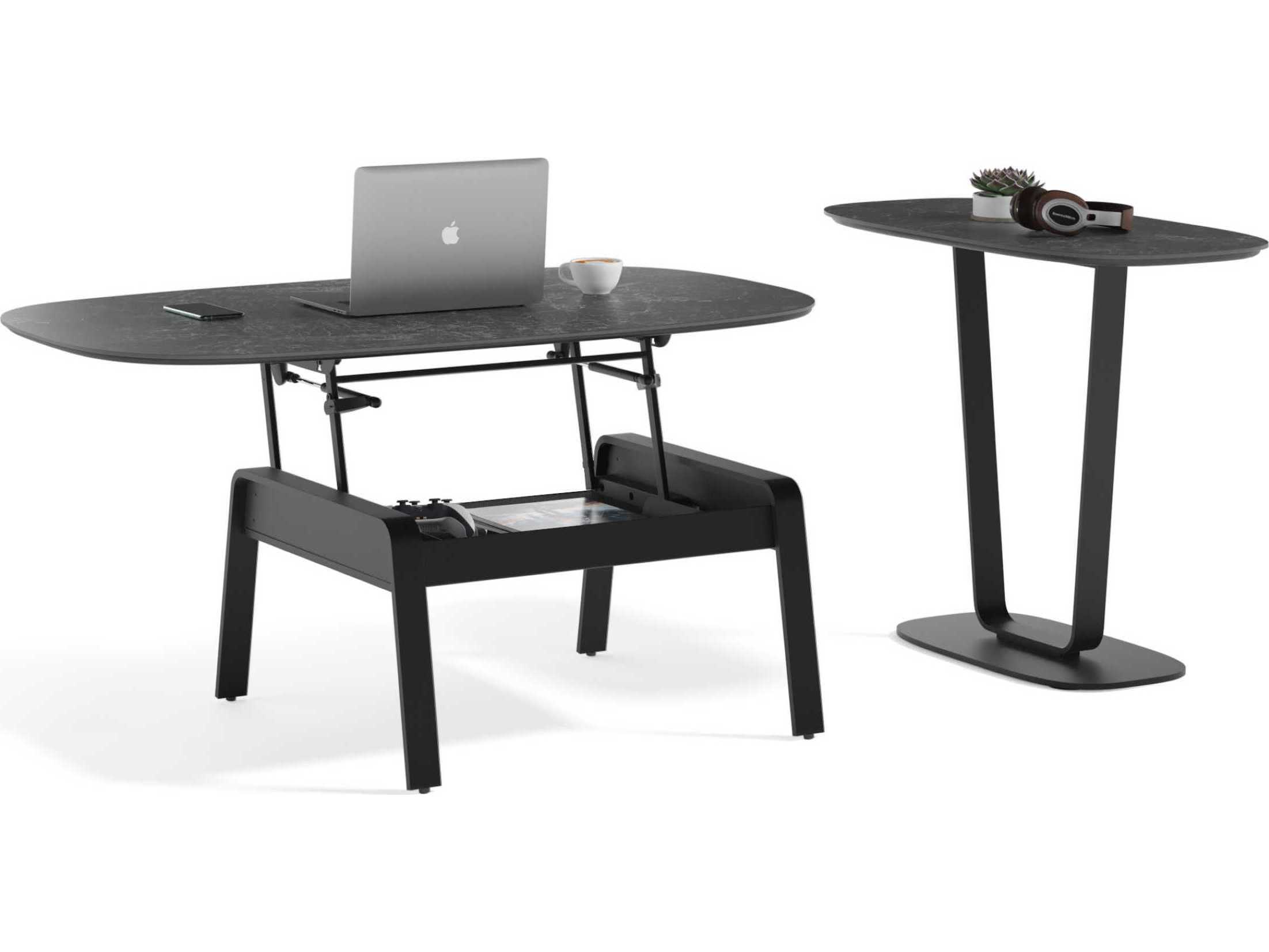 BDI Cloud 9 Rectangular Porcelain Nimbus Black End Table