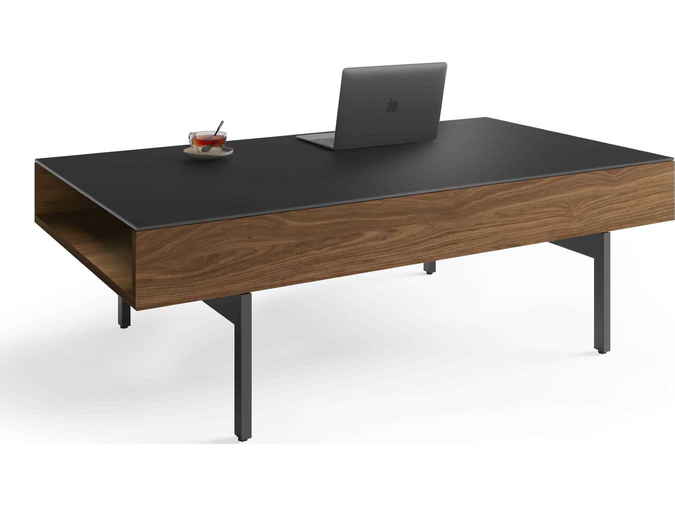 BDI Reveal Rectangular Glass Natural Walnut Coffee Table