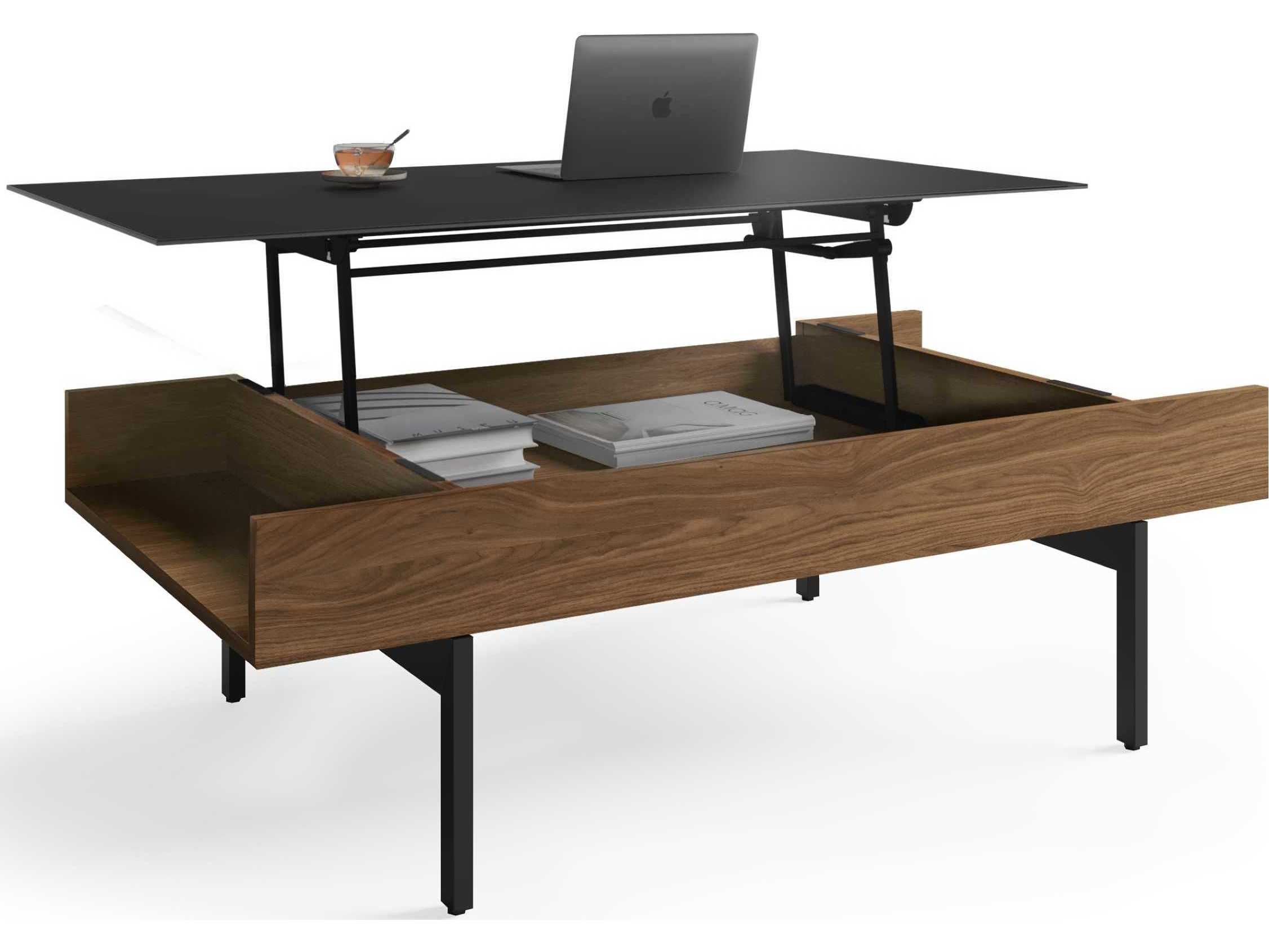 BDI Reveal Rectangular Glass Natural Walnut Coffee Table