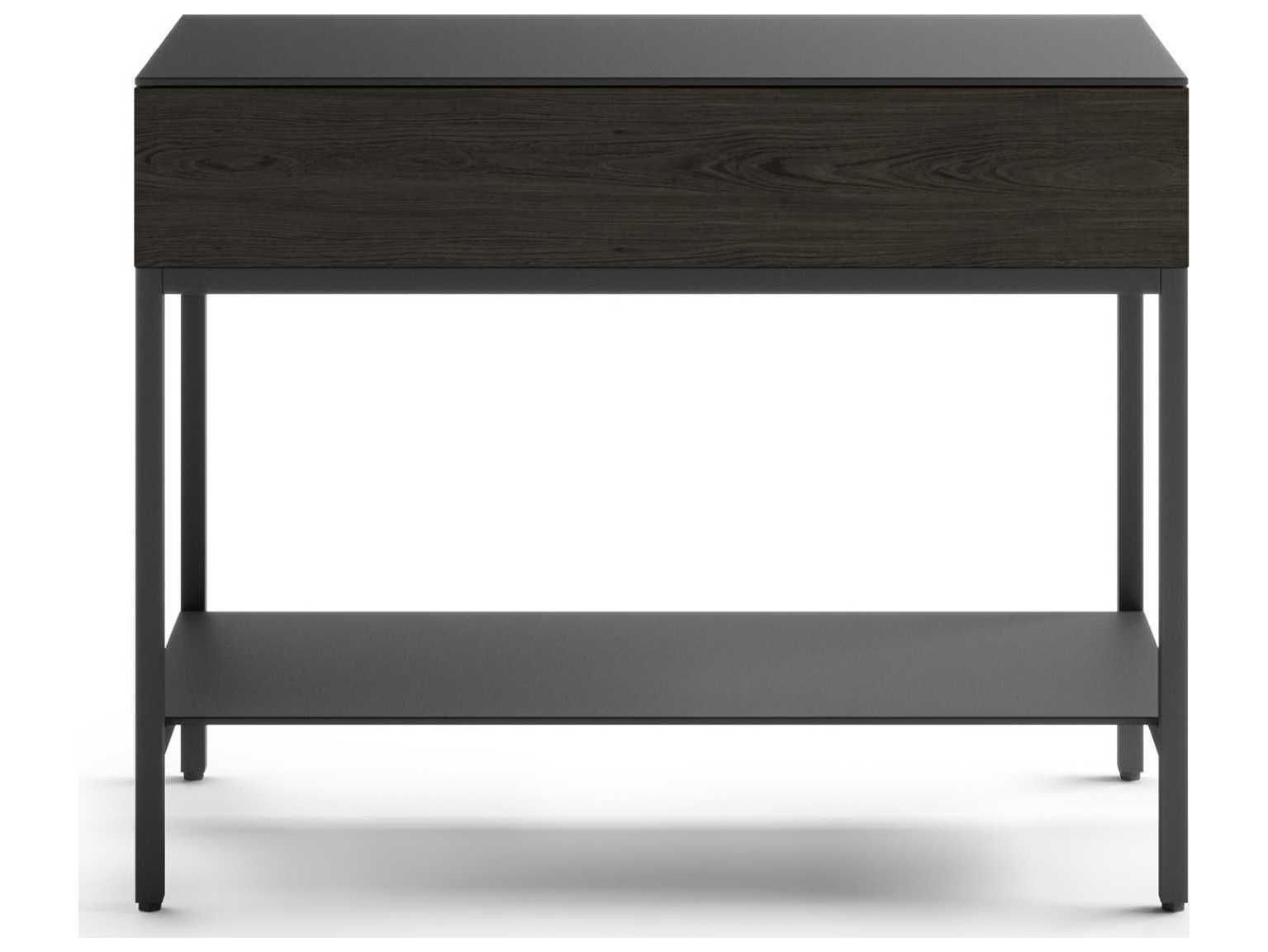 BDI Reveal Rectangular Glass Charcoal Stained Ash End Table