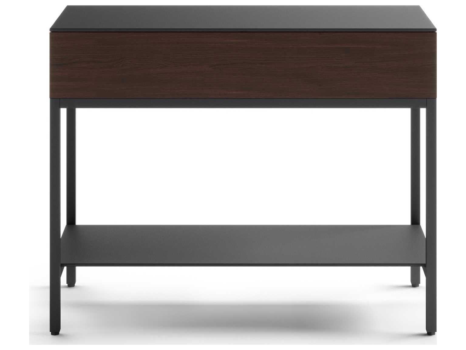 BDI Reveal Rectangular Glass Chocolate Stained Walnut End Table