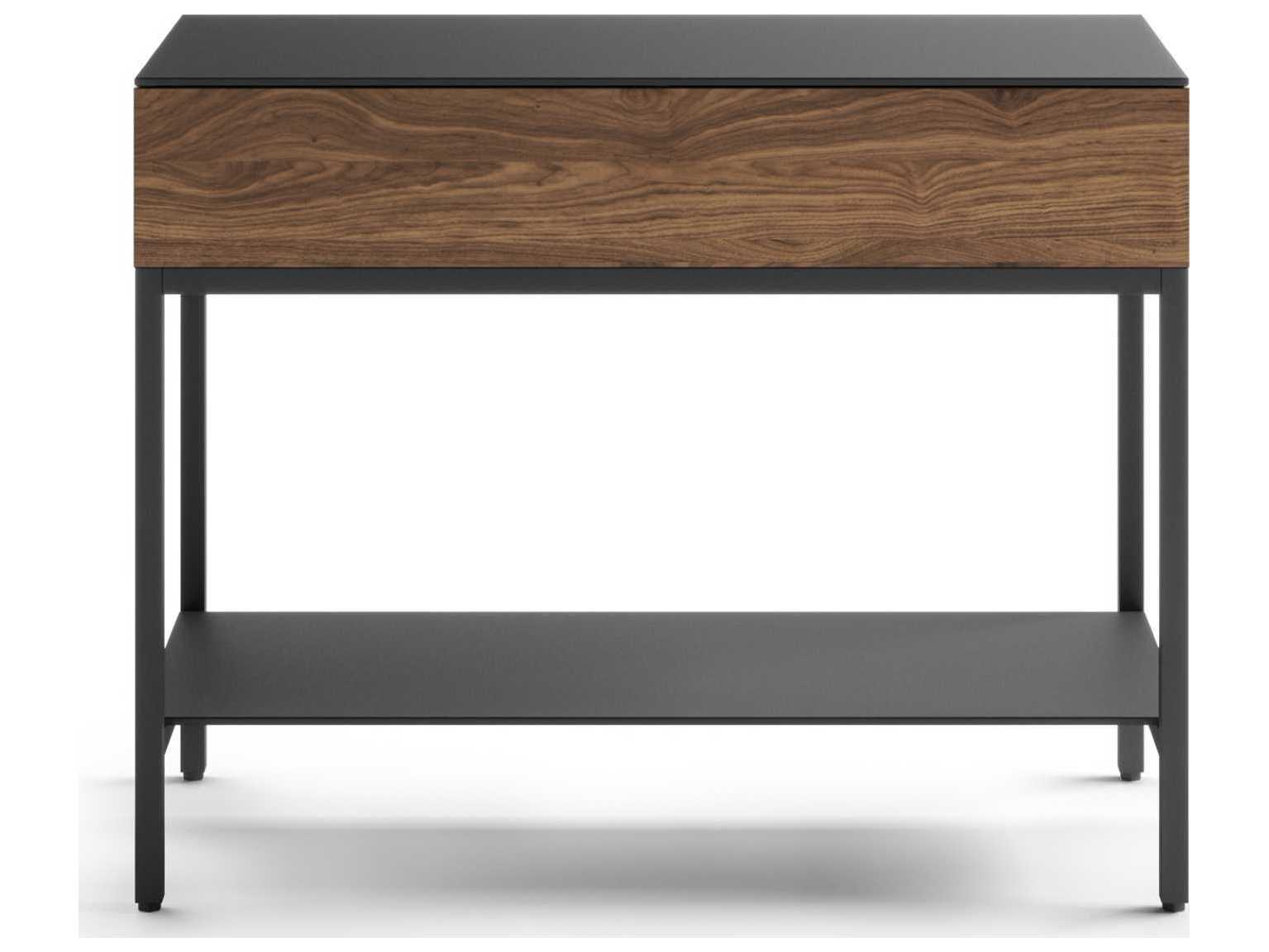 BDI Reveal Rectangular Glass Natural Walnut End Table