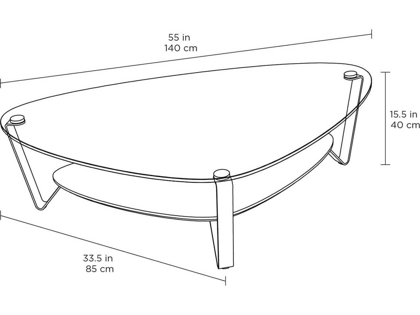 BDI Dino Glass Stone Brushed Carbon Grey Coffee Table