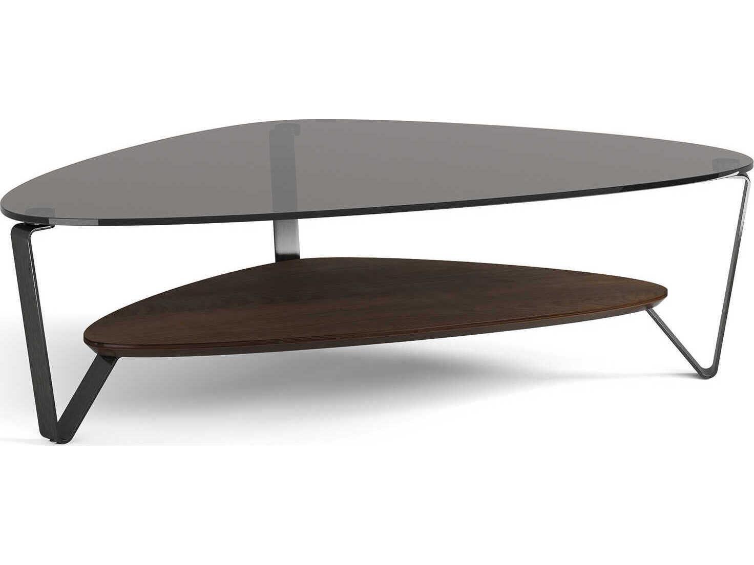 BDI Dino Glass Brushed Carbon Toasted Oak Coffee Table
