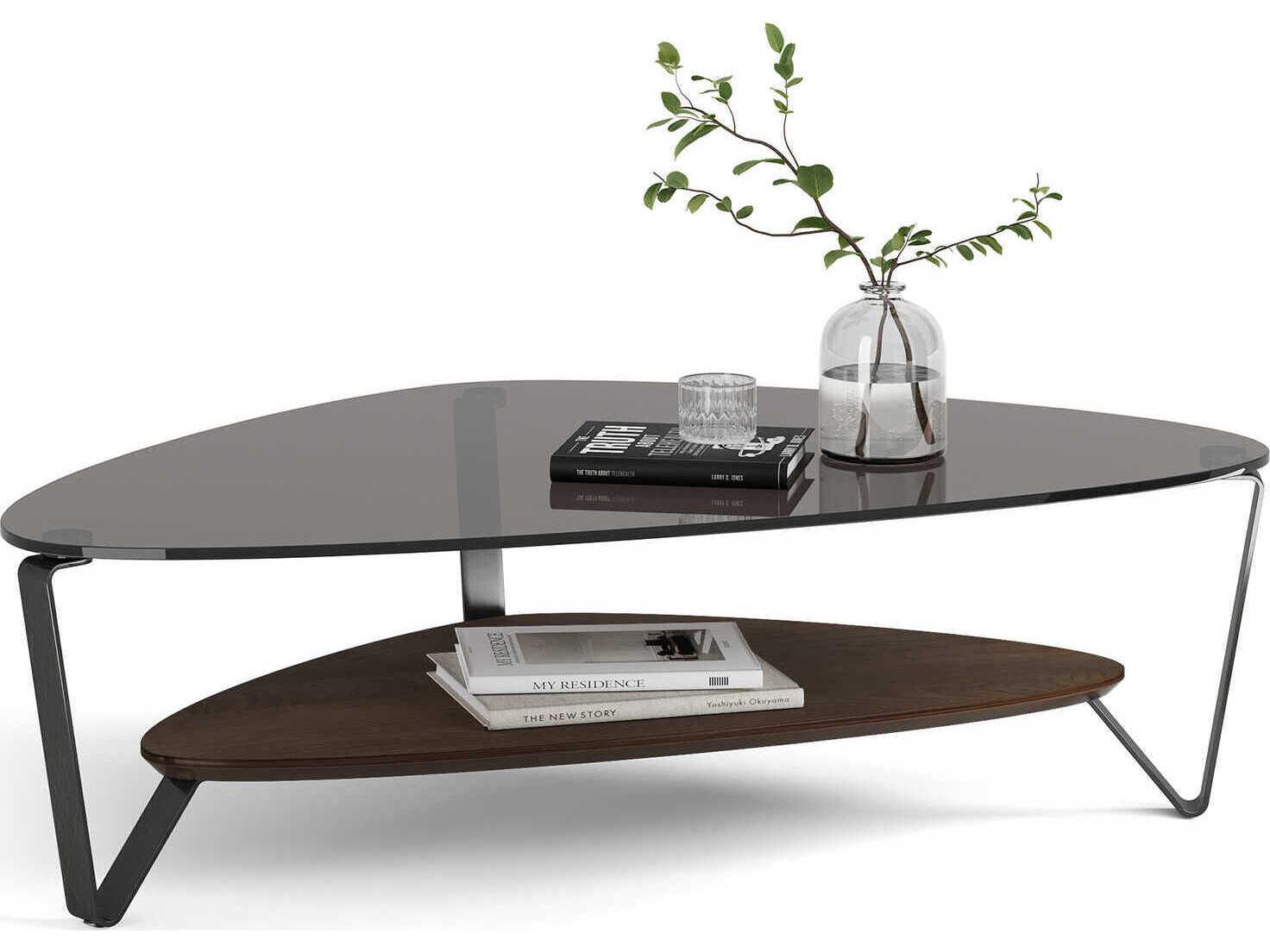 BDI Dino Glass Brushed Carbon Toasted Oak Coffee Table