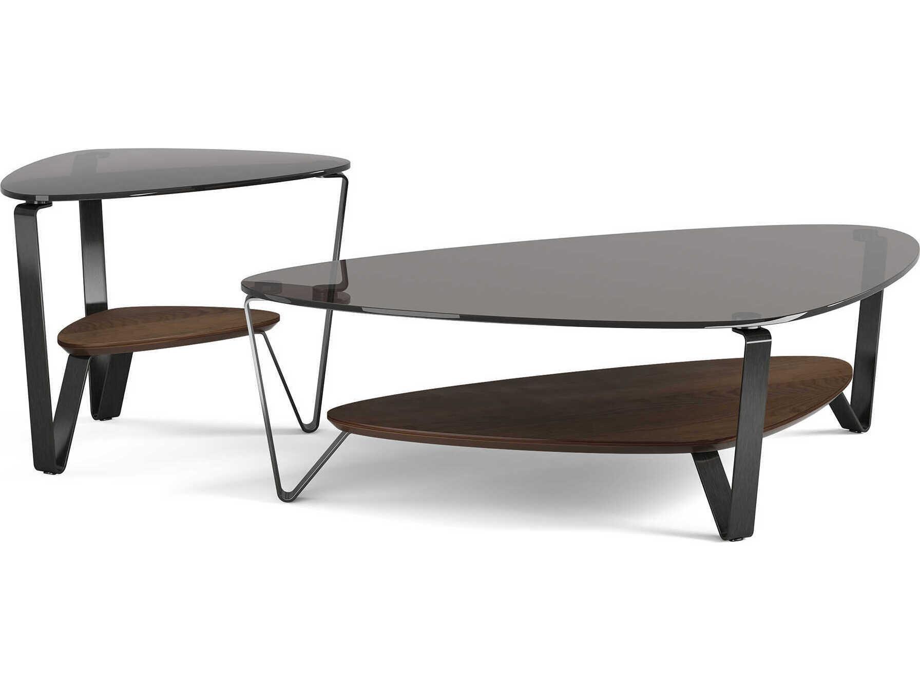 BDI Dino Glass Brushed Carbon Toasted Oak Coffee Table