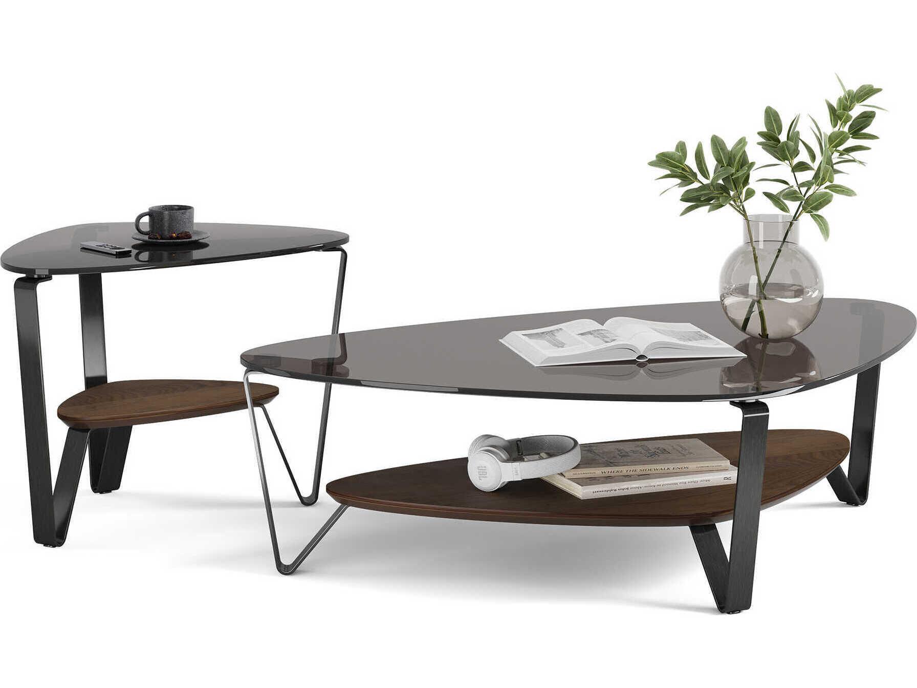 BDI Dino Glass Brushed Carbon Toasted Oak Coffee Table