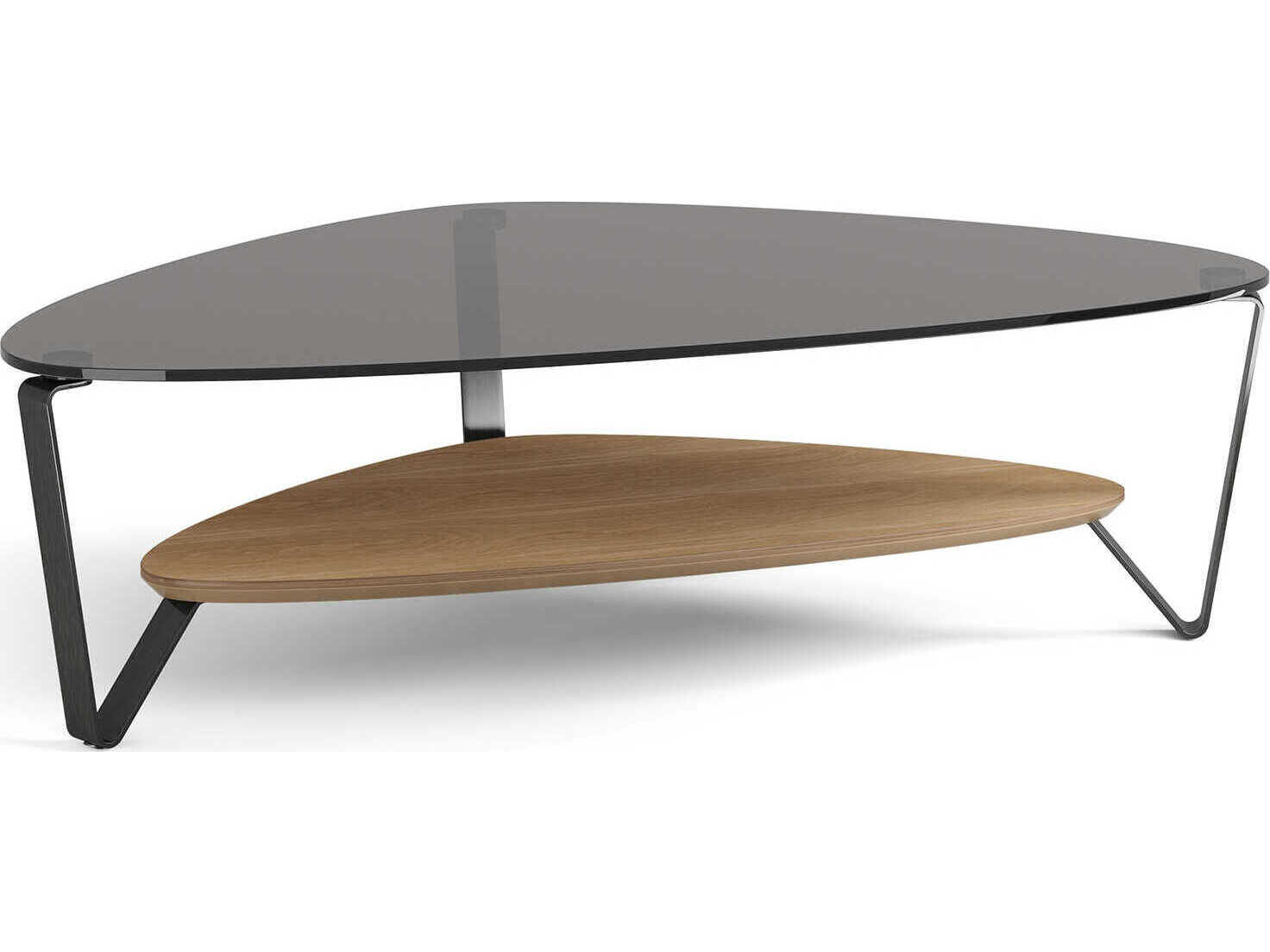 BDI Dino Glass Brushed Carbon Washed Oak Coffee Table