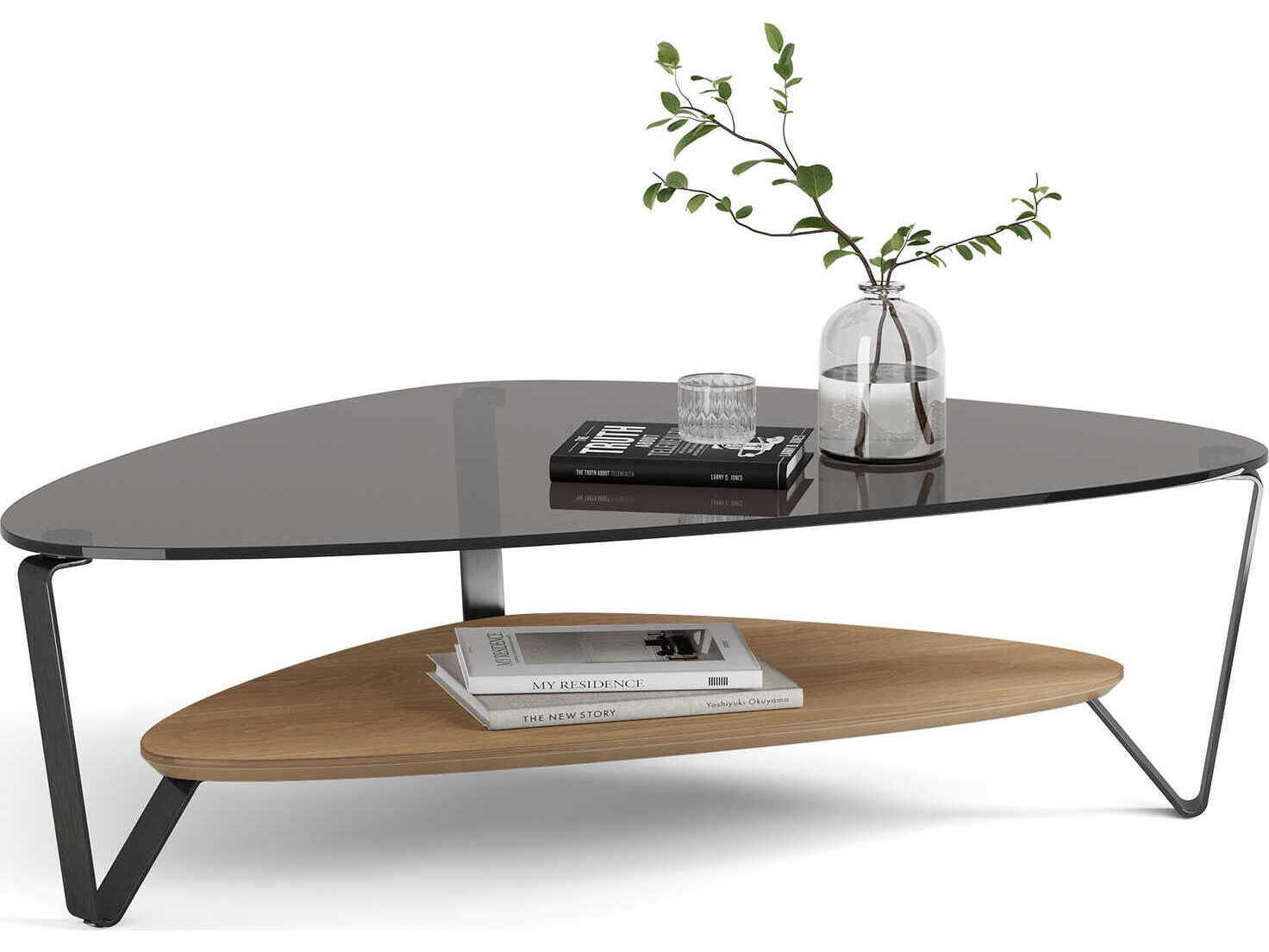 BDI Dino Glass Brushed Carbon Washed Oak Coffee Table