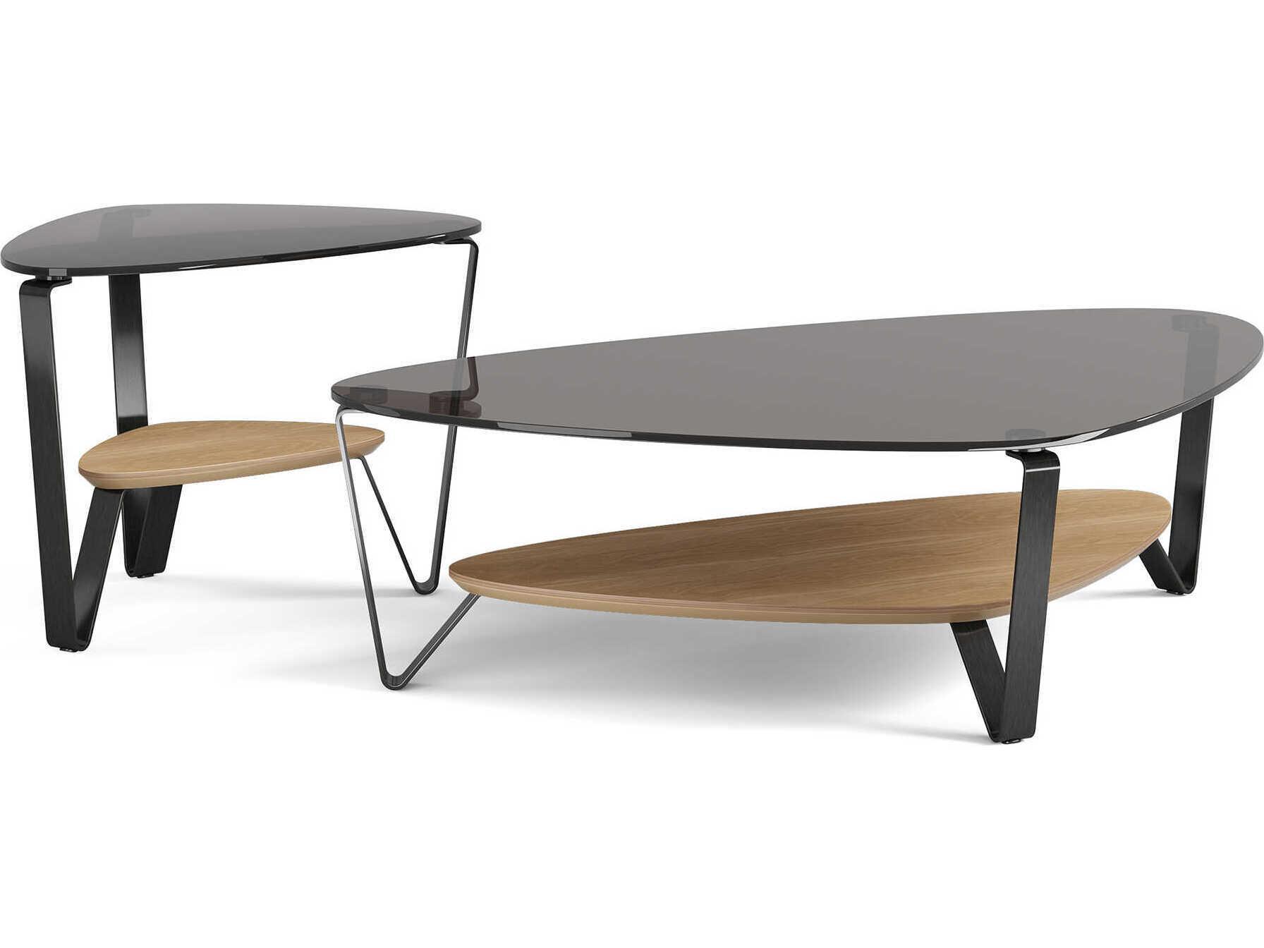 BDI Dino Glass Brushed Carbon Washed Oak Coffee Table