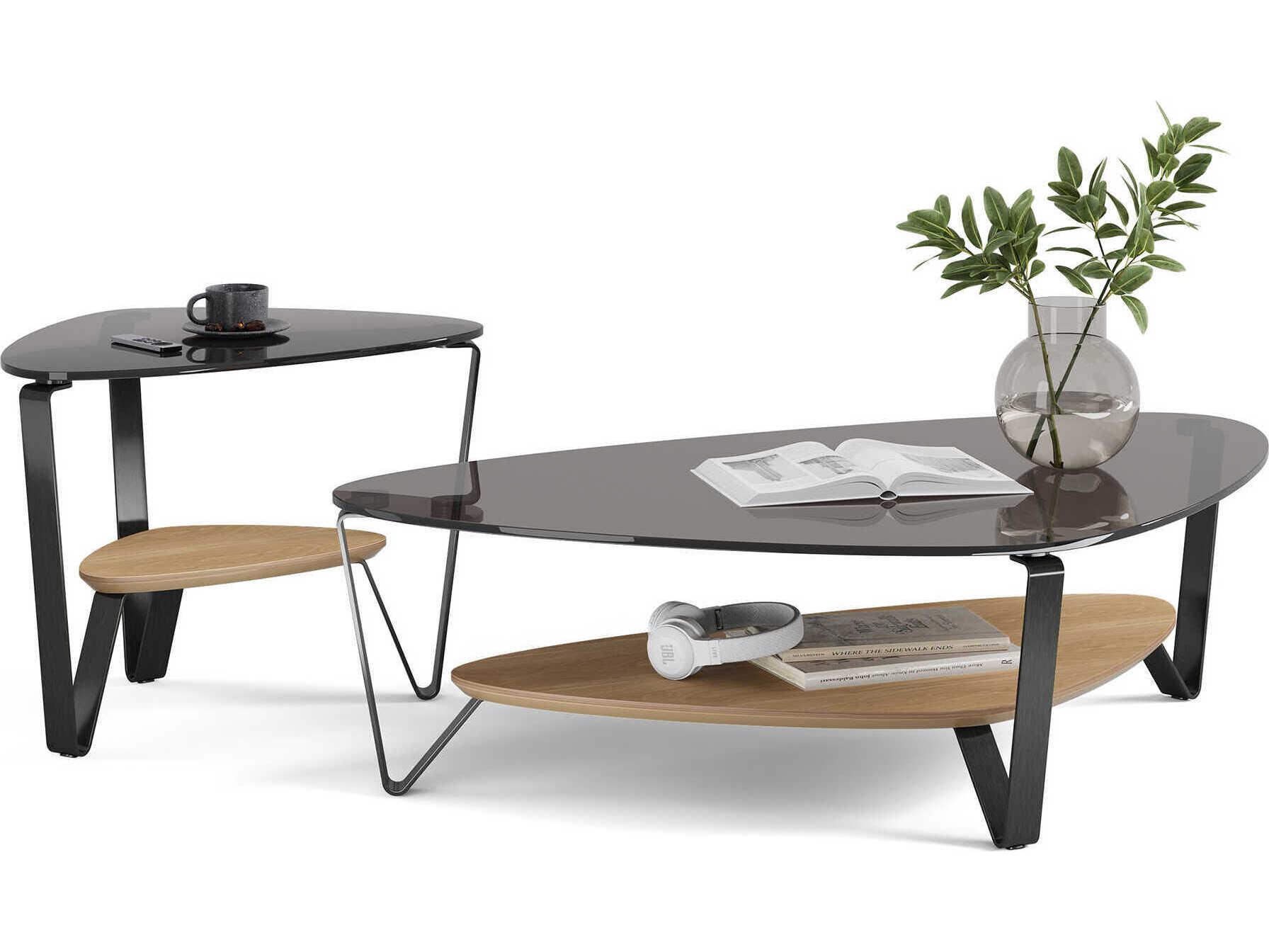 BDI Dino Glass Brushed Carbon Washed Oak Coffee Table