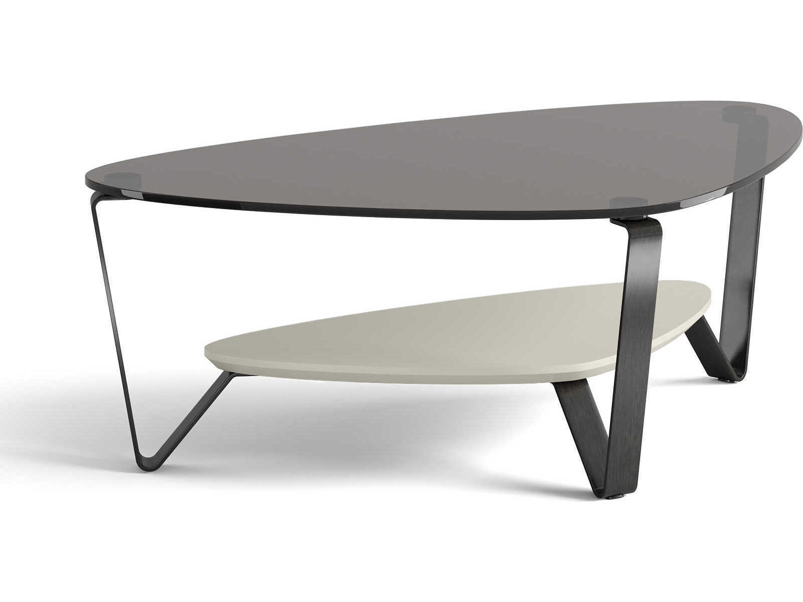 BDI Dino Glass Stone Brushed Carbon Grey Coffee Table