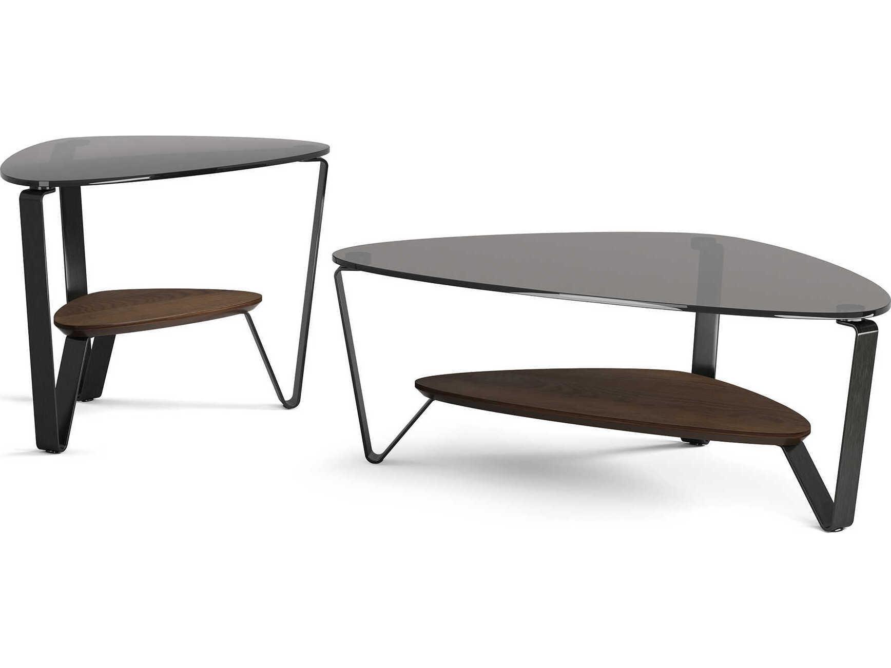 BDI Dino Glass Brushed Carbon Toasted Oak Coffee Table