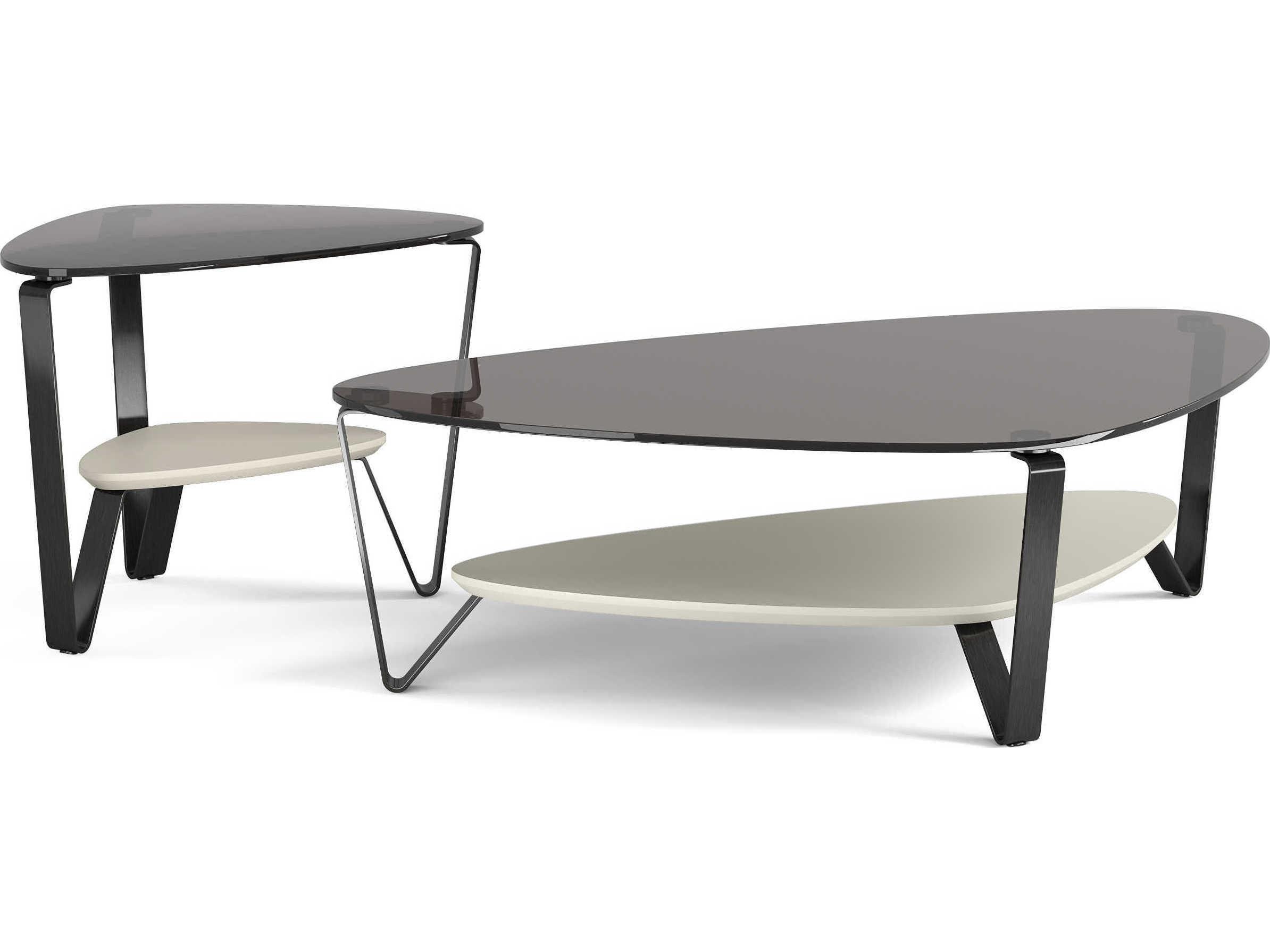 BDI Dino Glass Stone Brushed Carbon Grey End Table