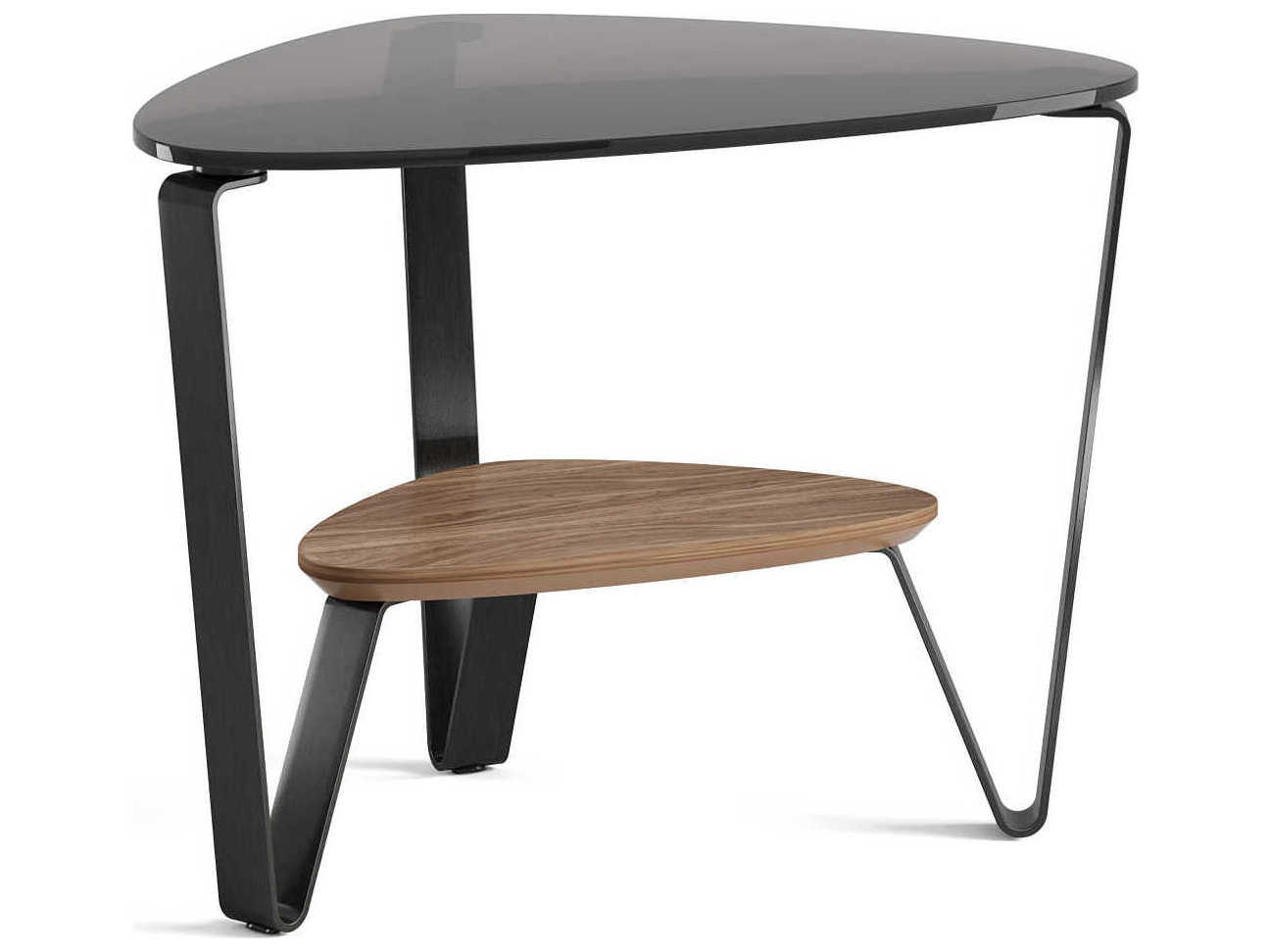 BDI Dino Glass Natural Walnut Carbon Grey End Table