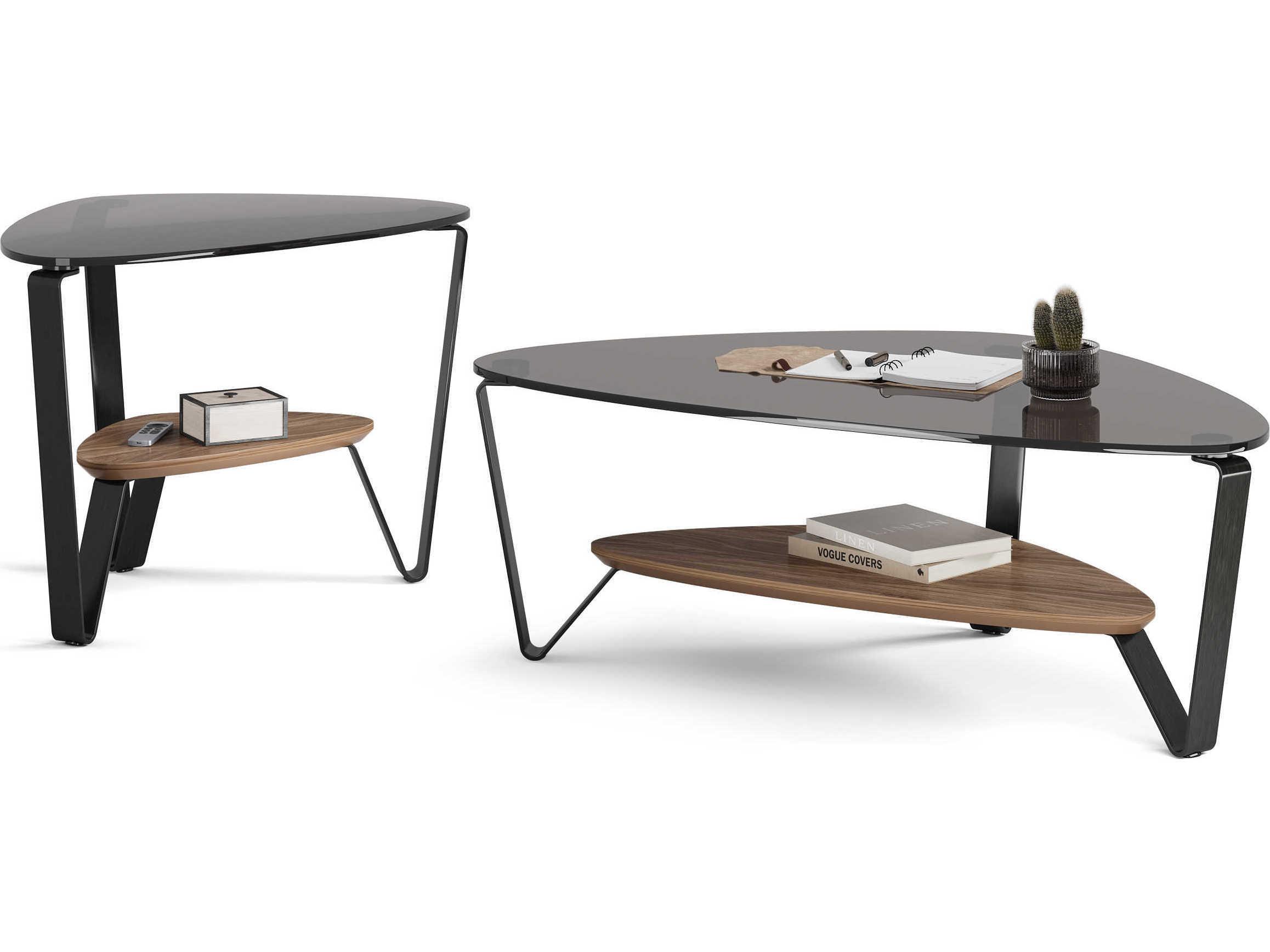 BDI Dino Glass Natural Walnut Carbon Grey End Table