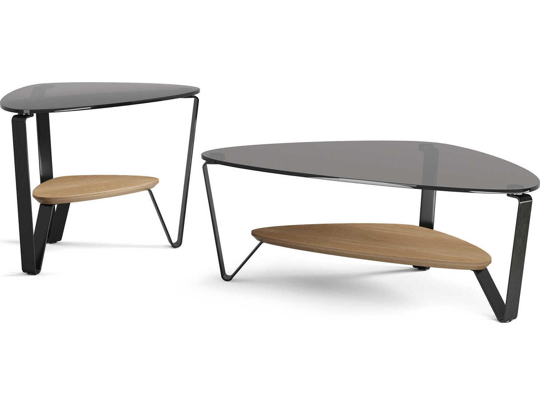 BDI Dino Glass Brushed Carbon Washed Oak End Table