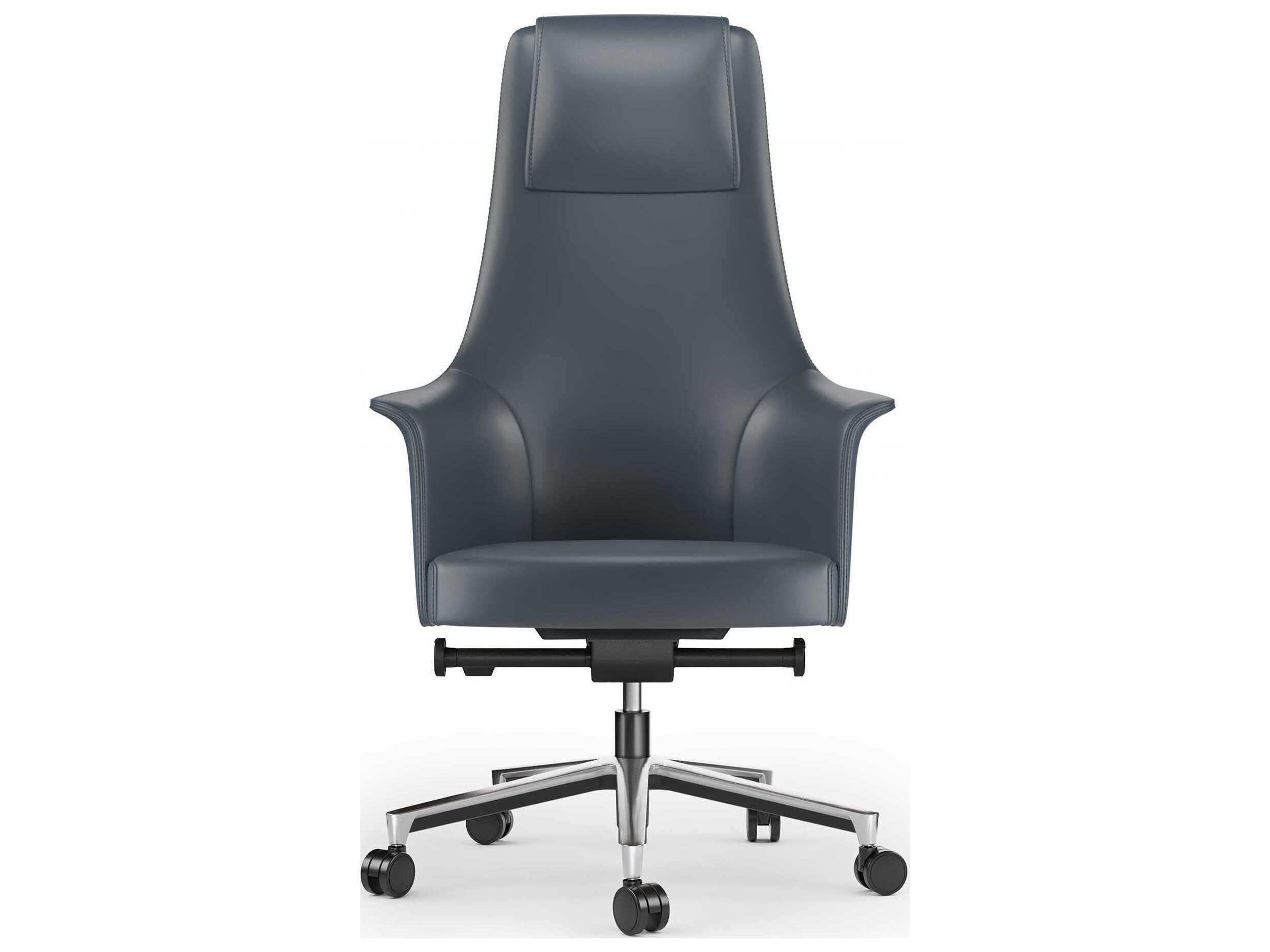 BDI Bolo Blue Leather Adjustable Swivel Executive Desk Chair