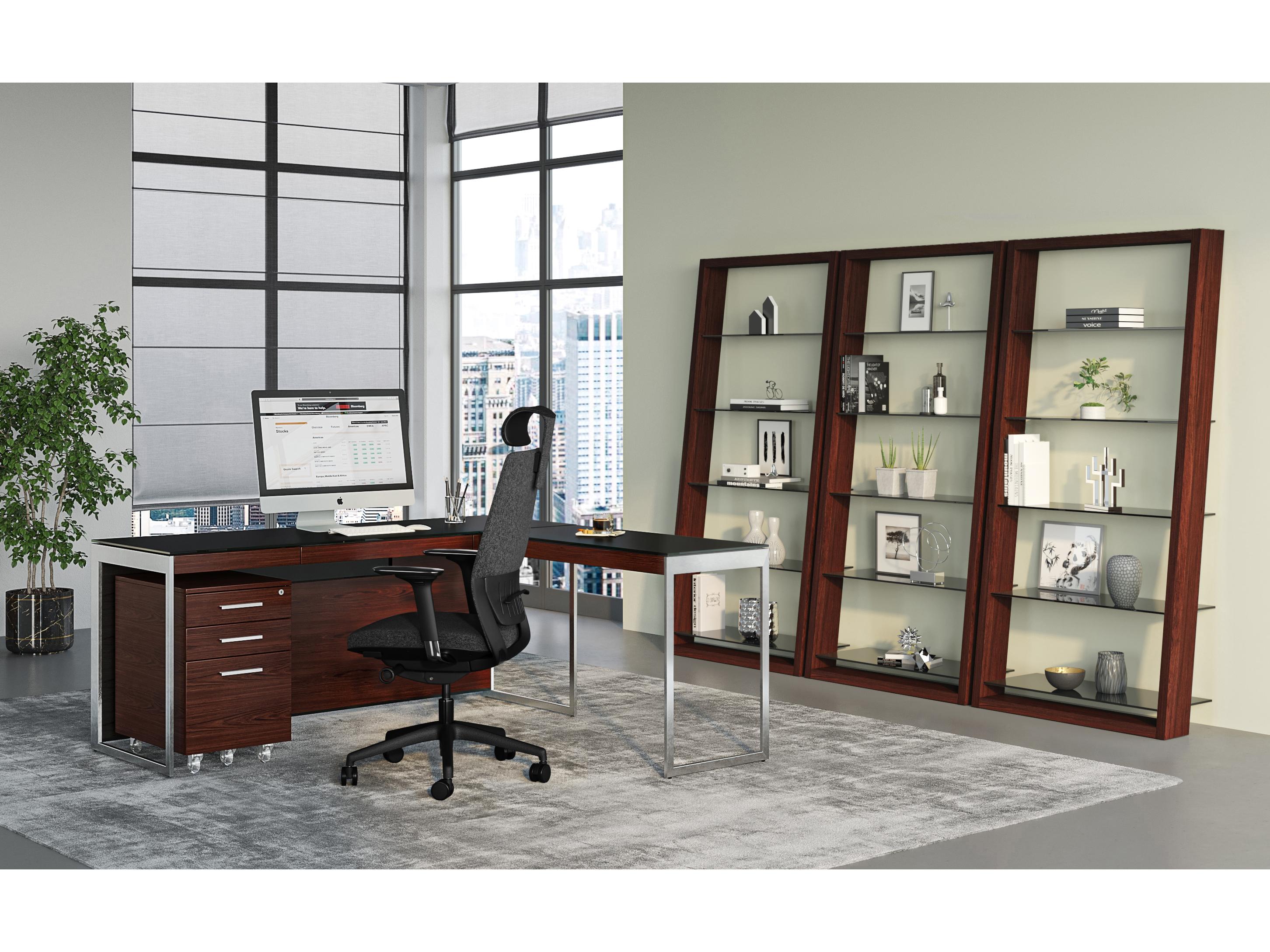 BDI Eileen Chocolate Stained Walnut Grey Bookcase