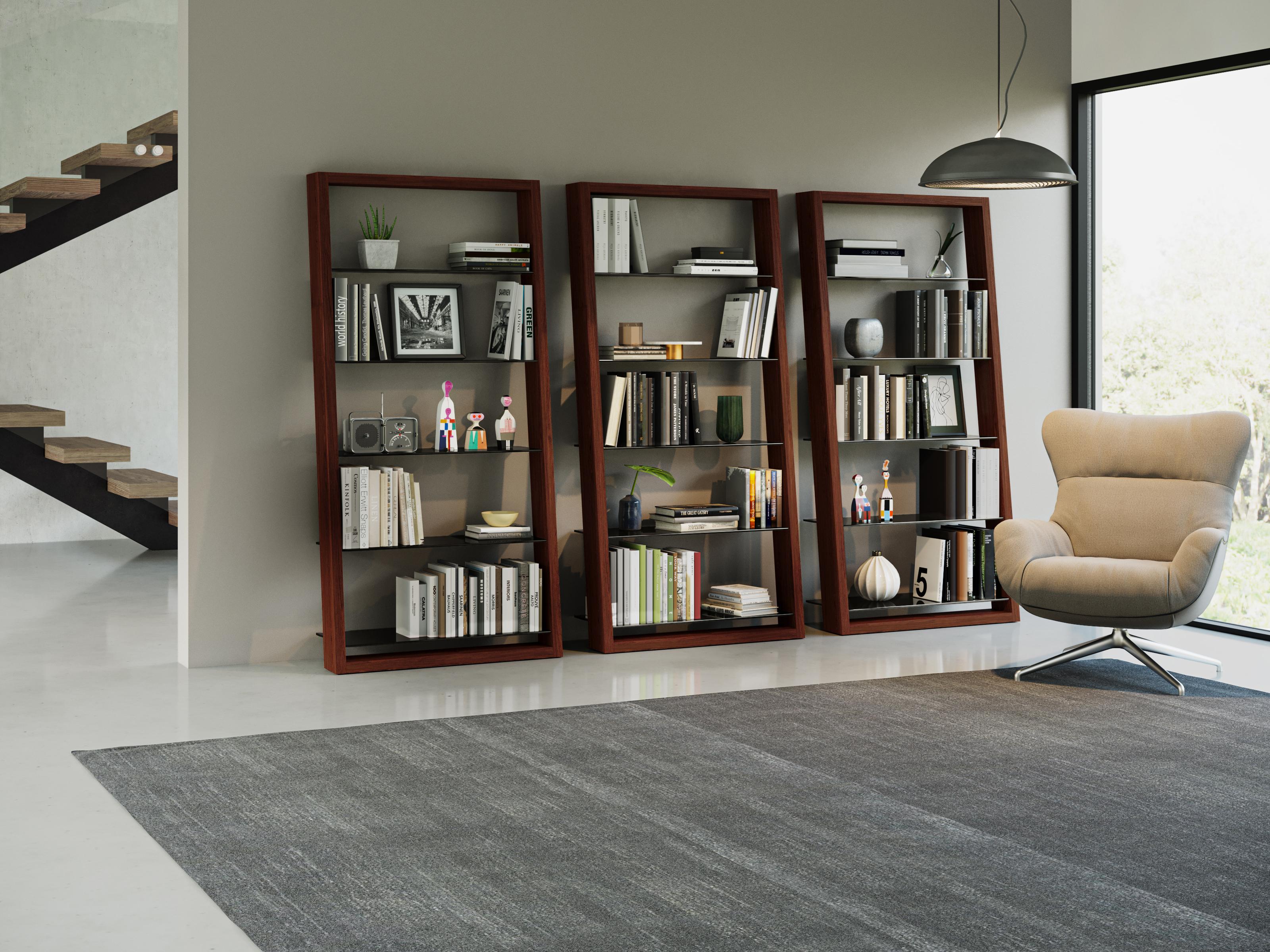 BDI Eileen Chocolate Stained Walnut Grey Bookcase