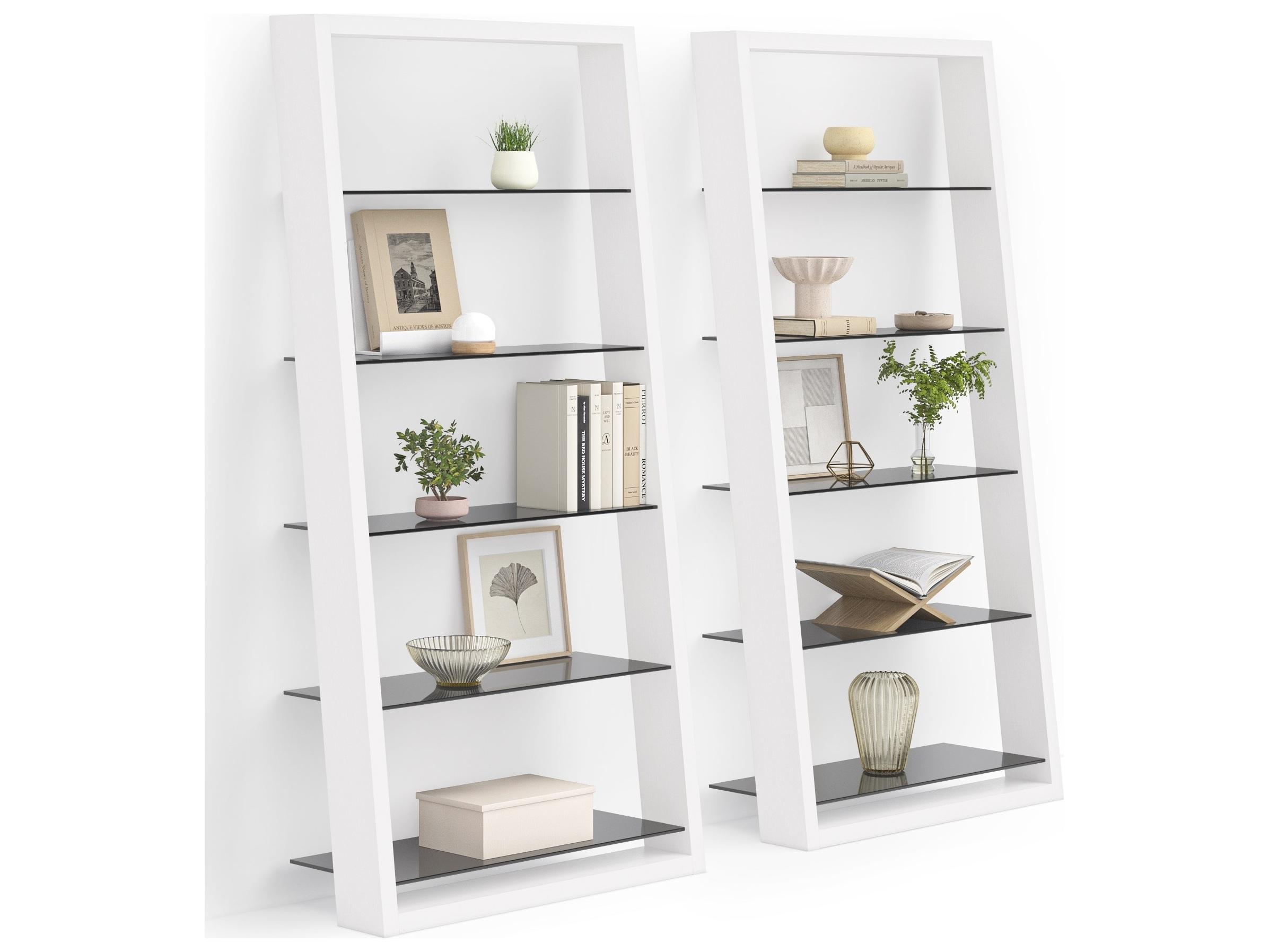 BDI Eileen Satin White Grey Bookcase
