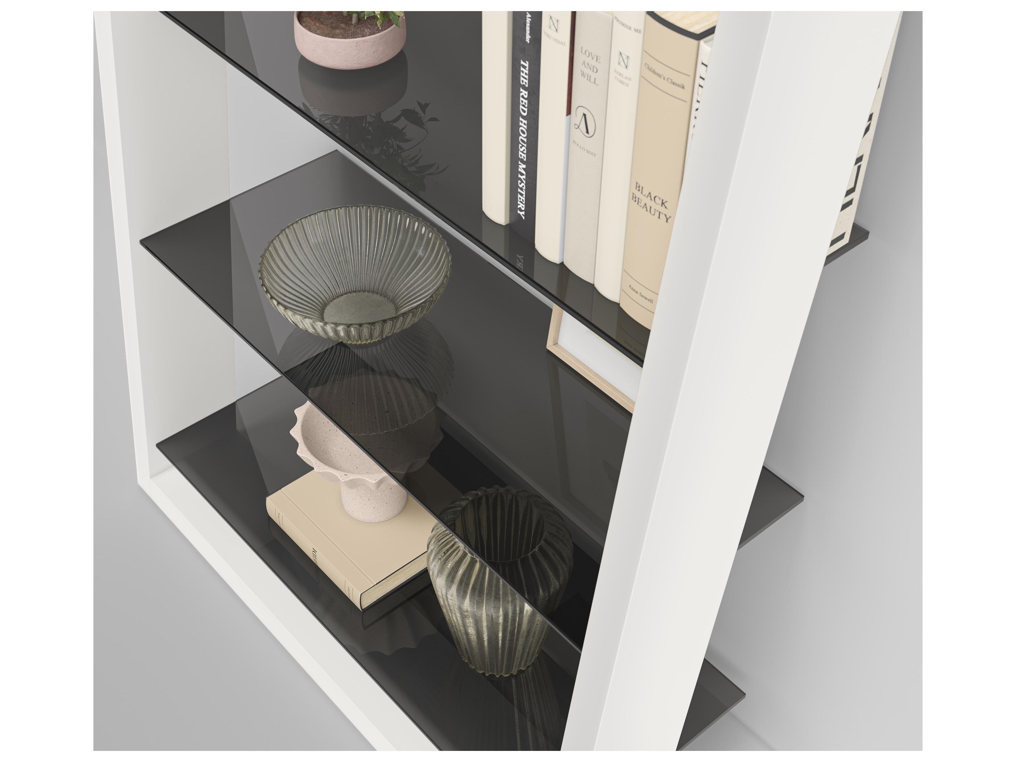 BDI Eileen Satin White Grey Bookcase