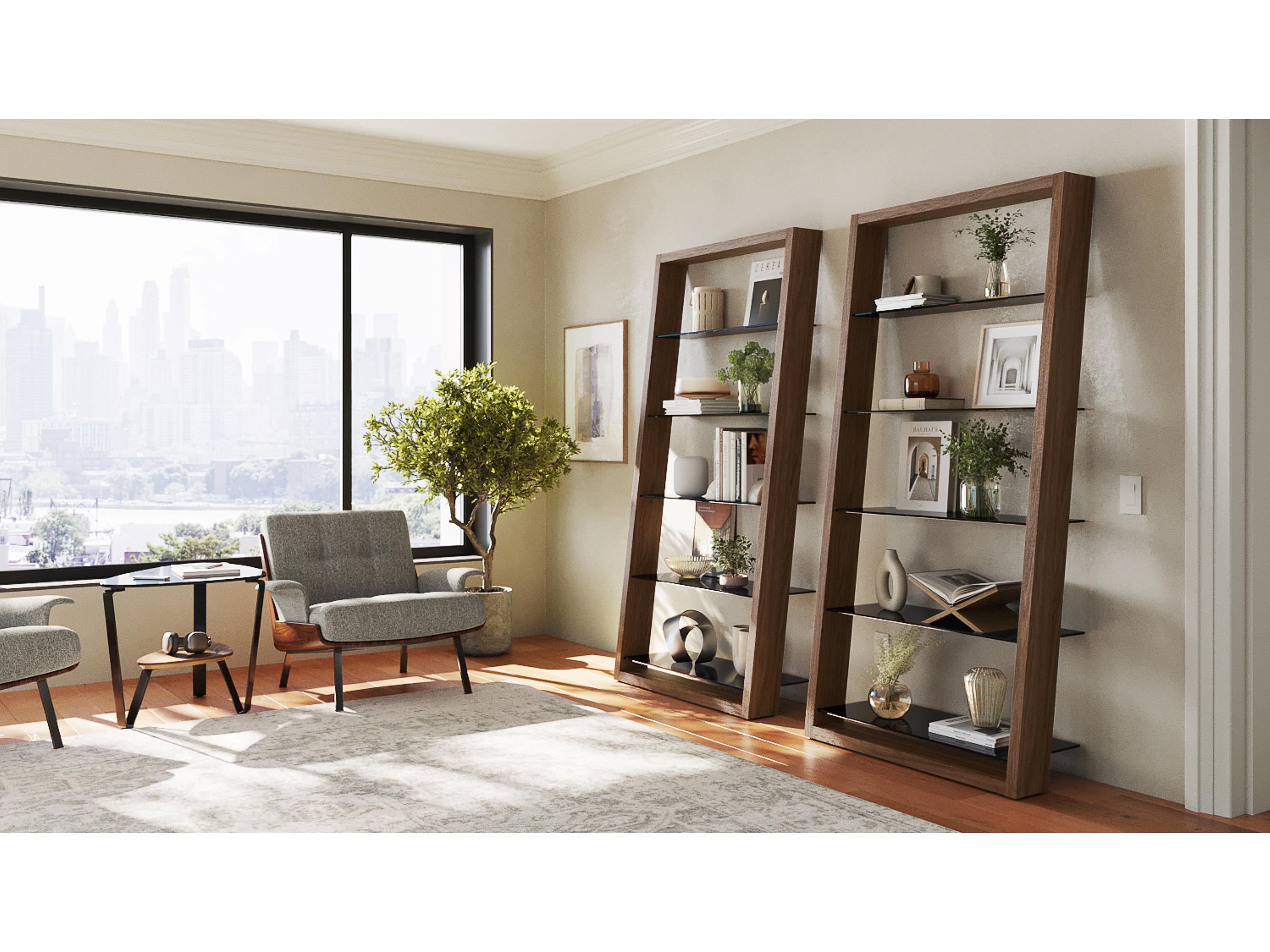 BDI Eileen Natural Walnut Grey Bookcase