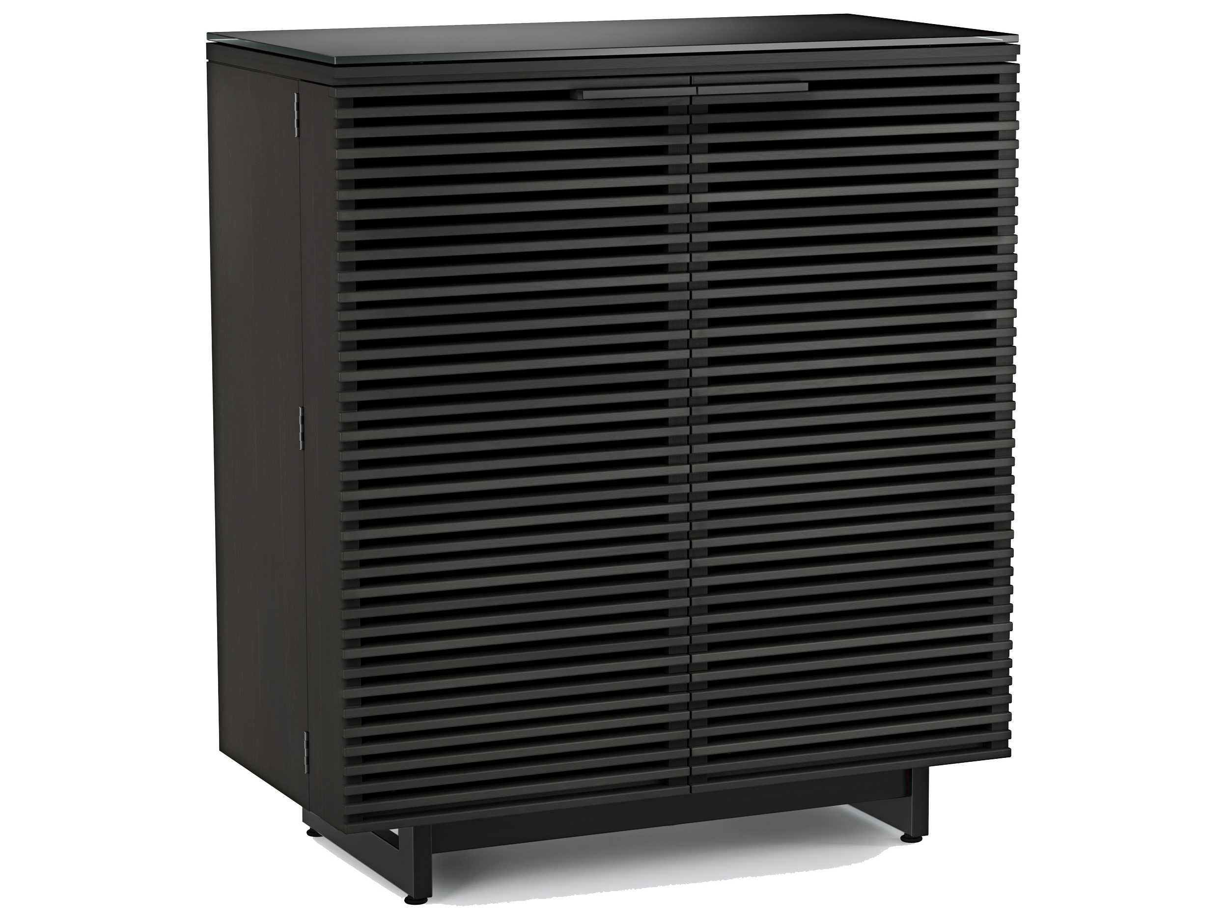 BDI Corridor Black Hardwood Charcoal Stained Ash Bar Cabinet