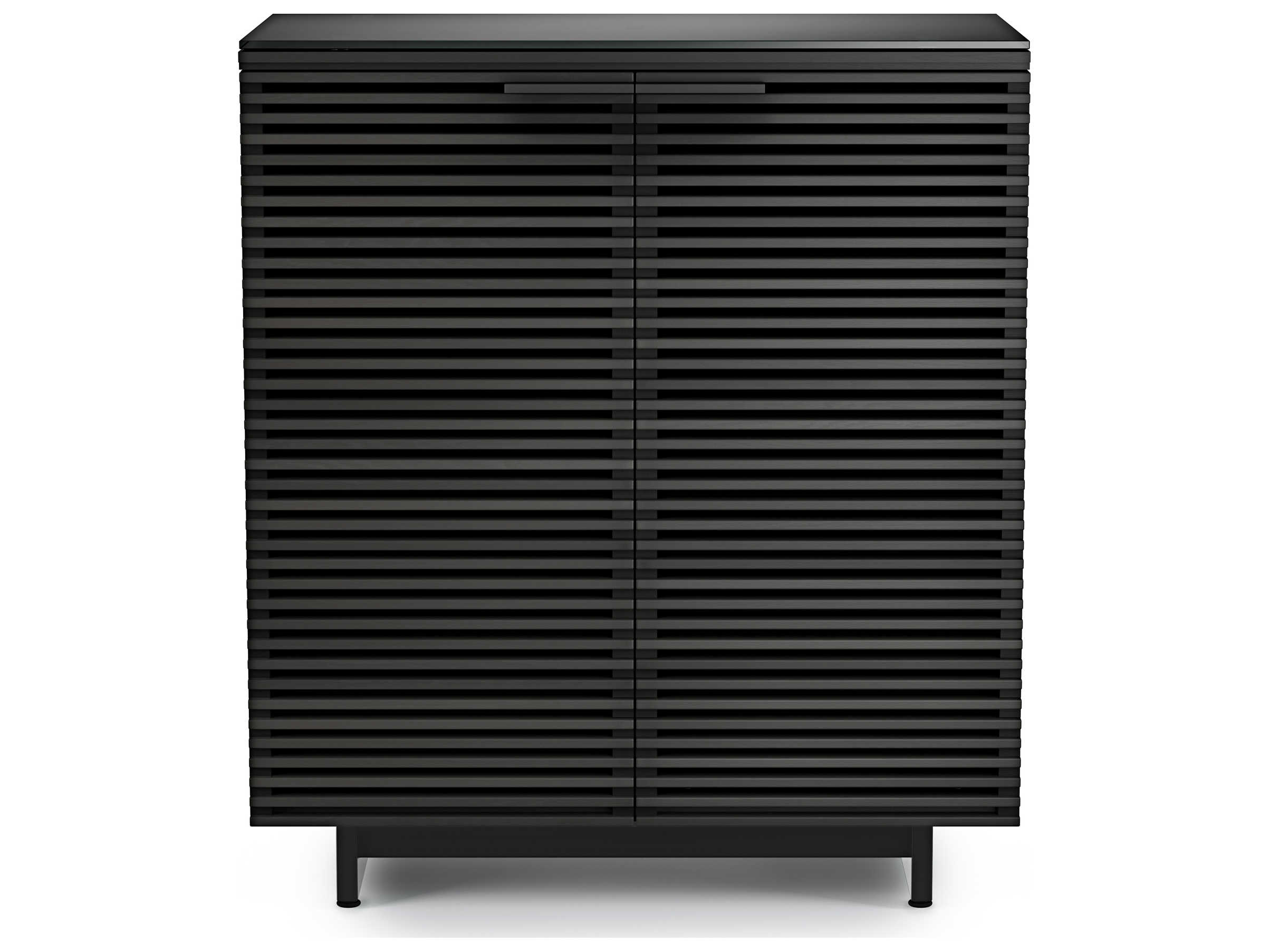 BDI Corridor Black Hardwood Charcoal Stained Ash Bar Cabinet