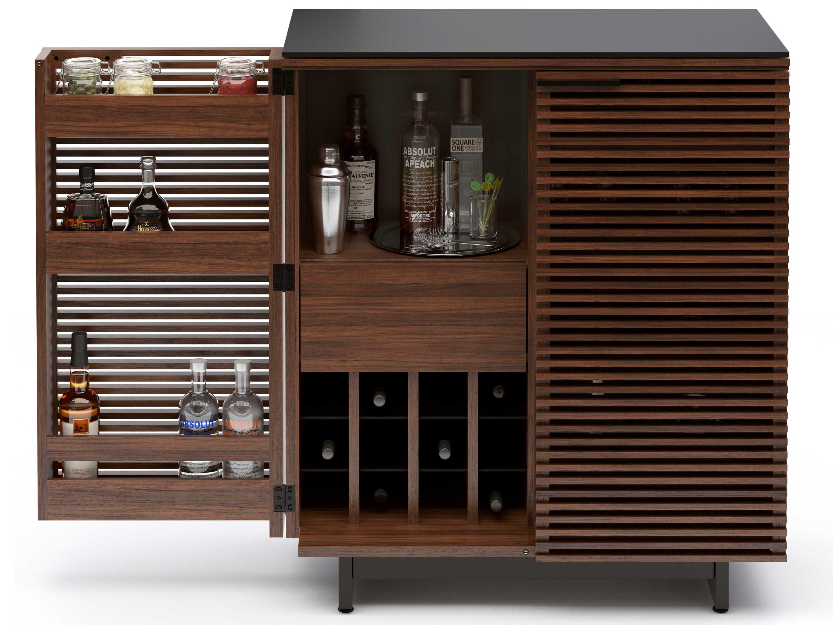 BDI Corridor Brown Hardwood Chocolate Stained Walnut Bar Cabinet