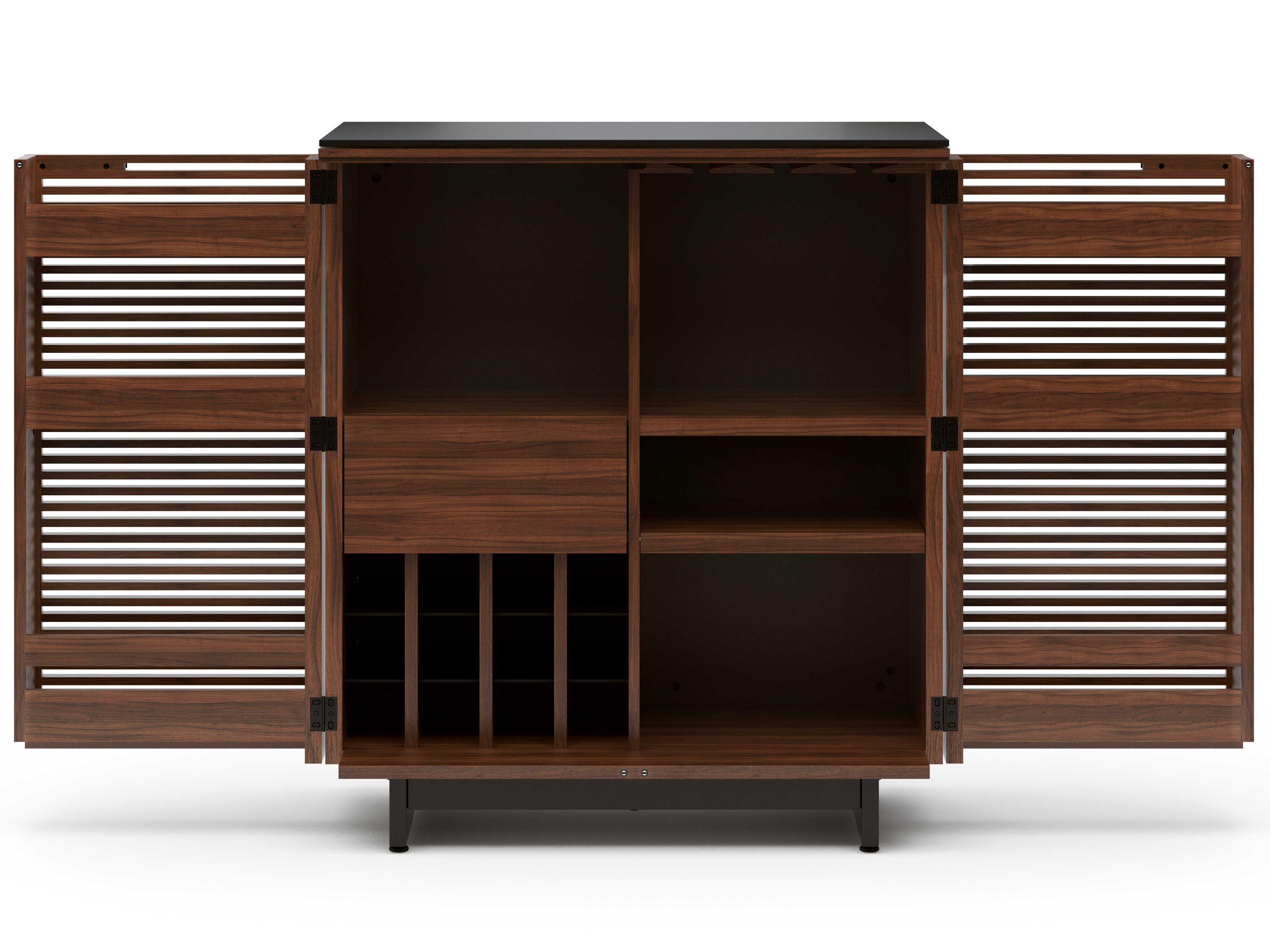 BDI Corridor Brown Hardwood Chocolate Stained Walnut Bar Cabinet