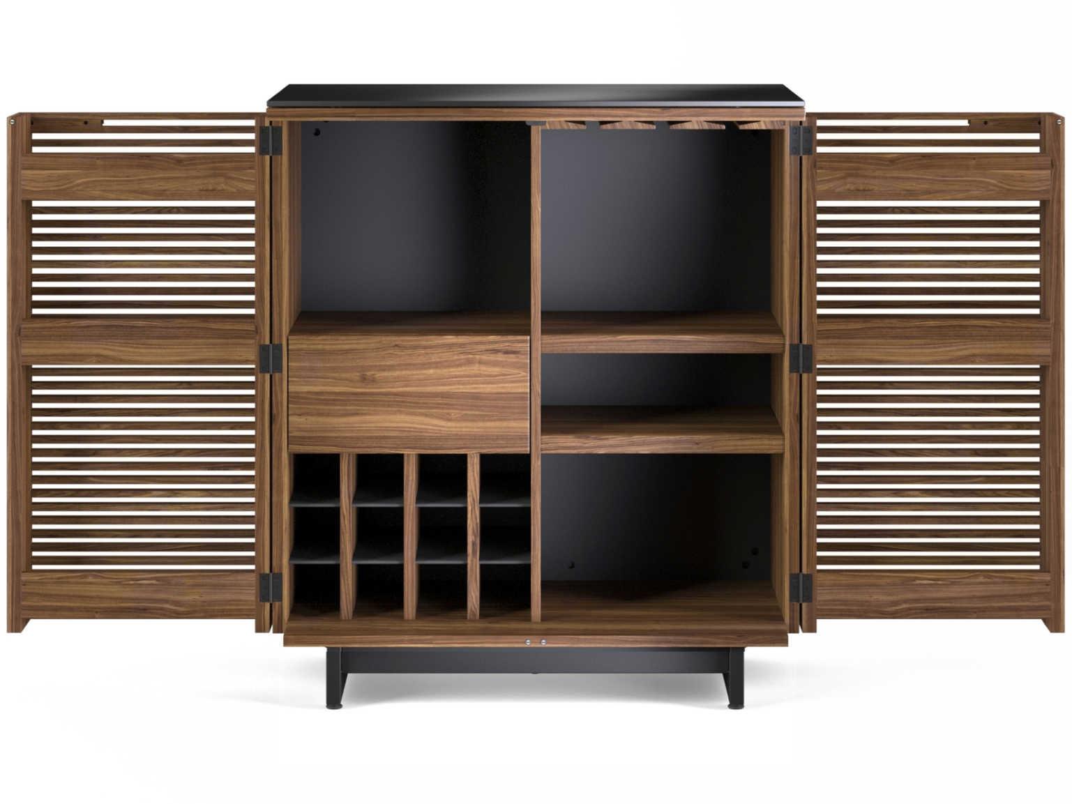 BDI Corridor Brown Hardwood Natural Walnut Bar Cabinet