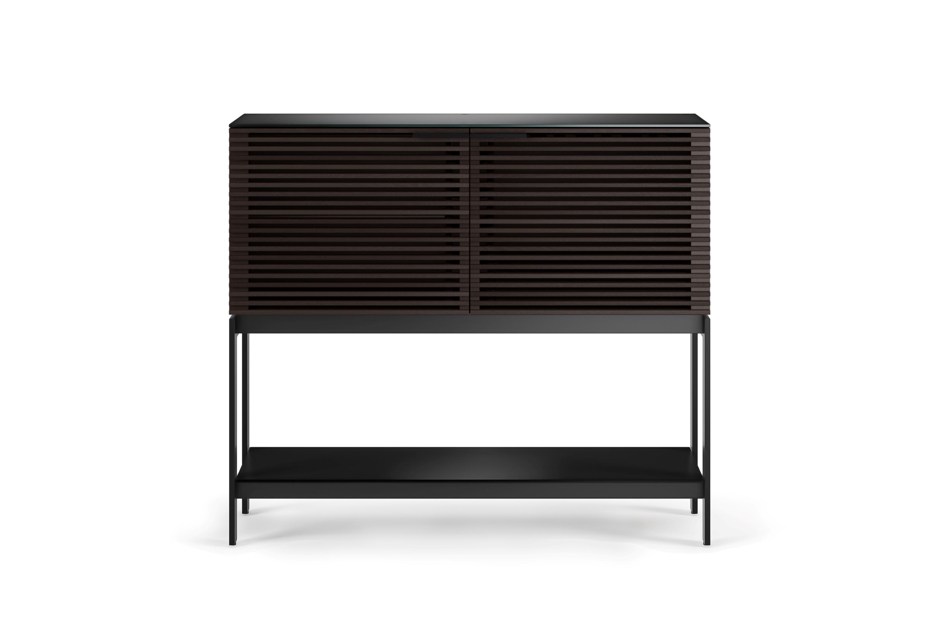 BDI Corridor Bar Brown Solid Wood Charcoal Stained Ash Black Wine Cabinet