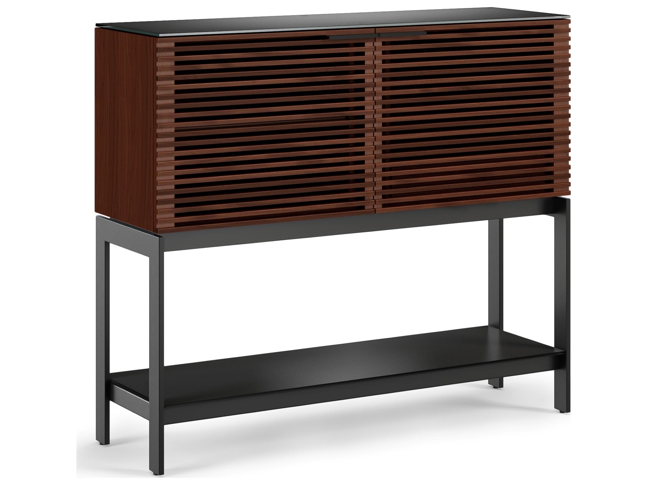 BDI Corridor Bar Brown Solid Wood Chocolate Stained Walnut Black Wine Cabinet