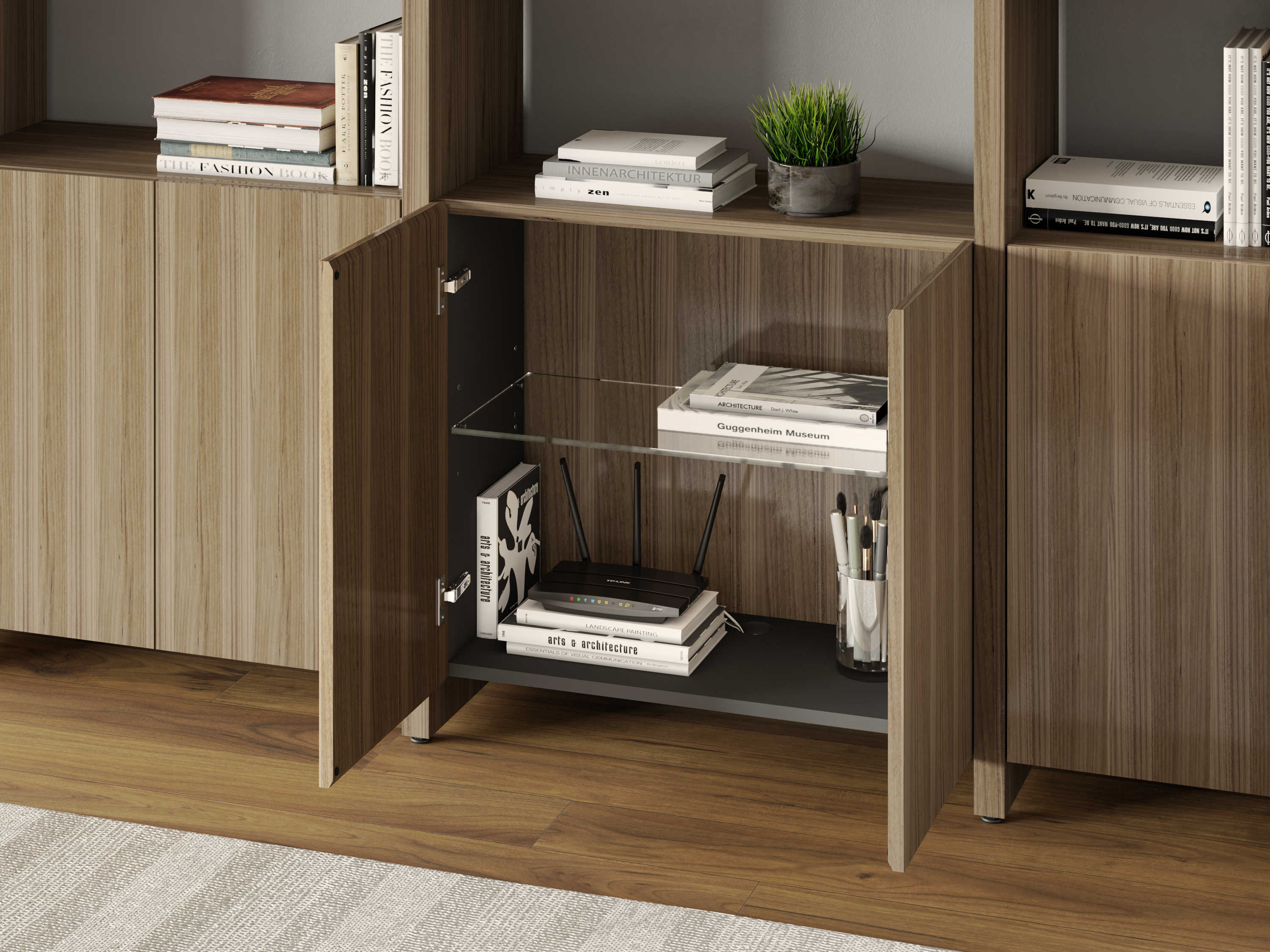 BDI Linea Shelf Natural Walnut Bookcase