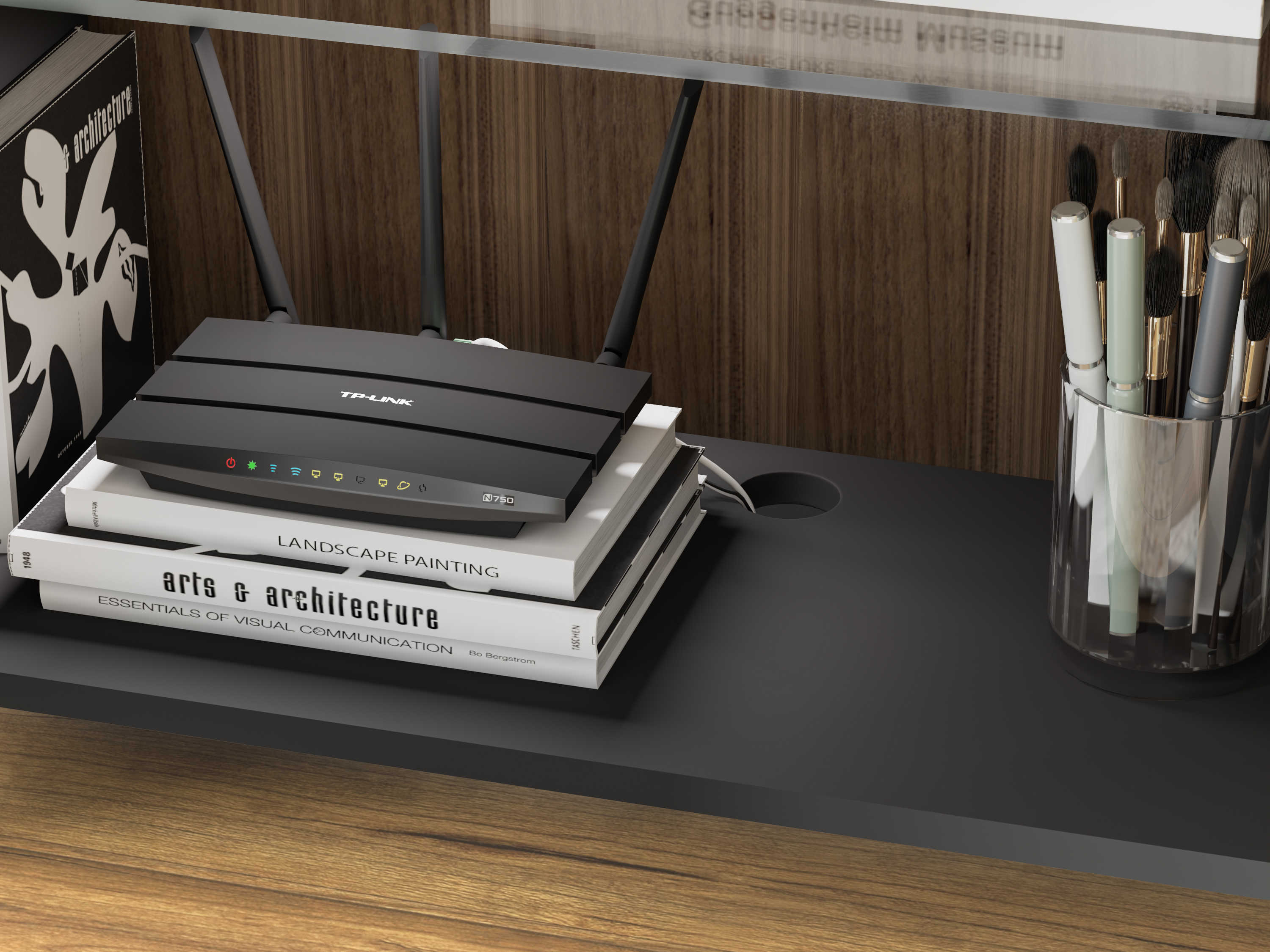 BDI Linea Shelf Natural Walnut Bookcase