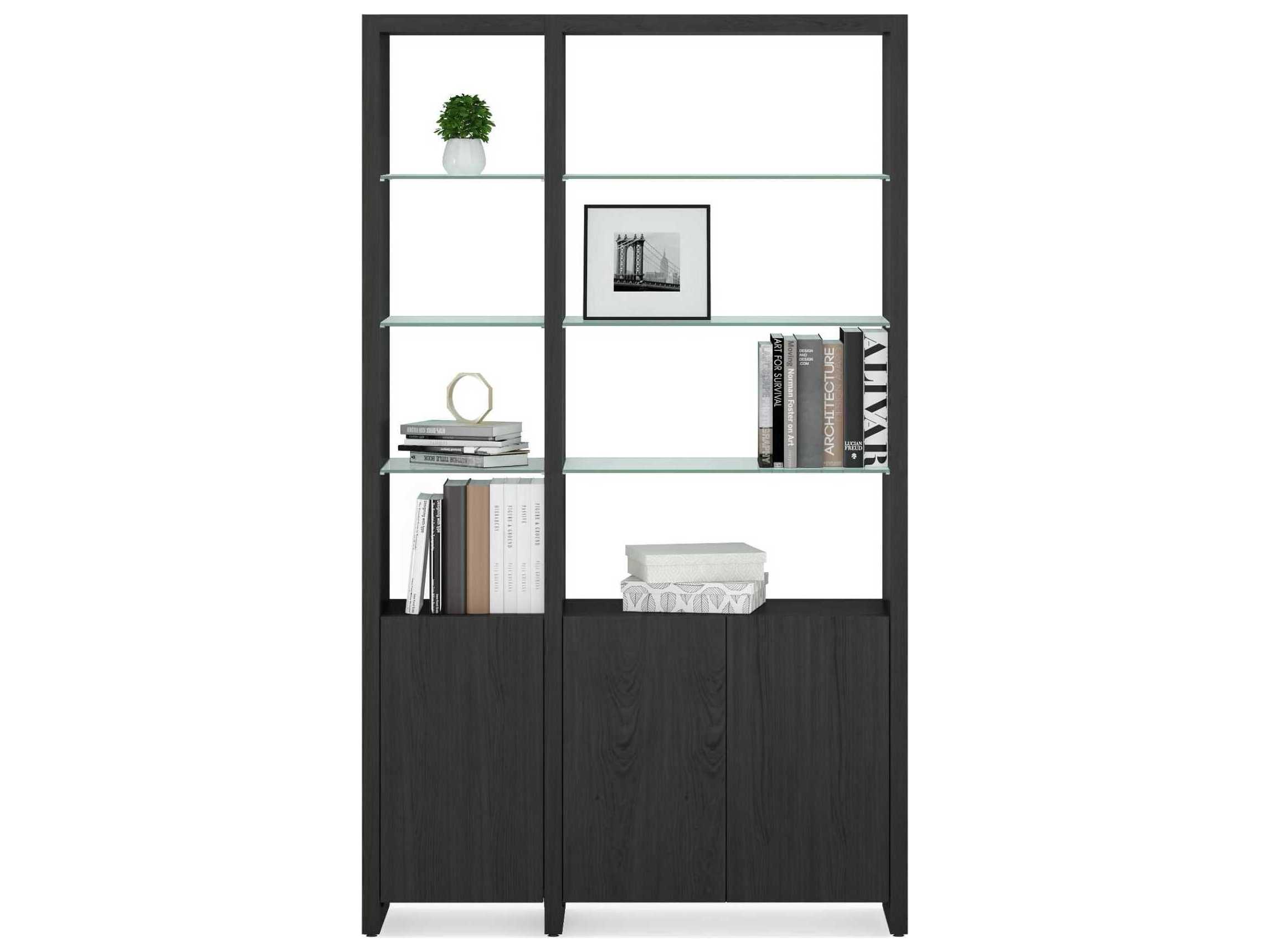 BDI Linea Shelf Charcoal Stained Ash Bookcase