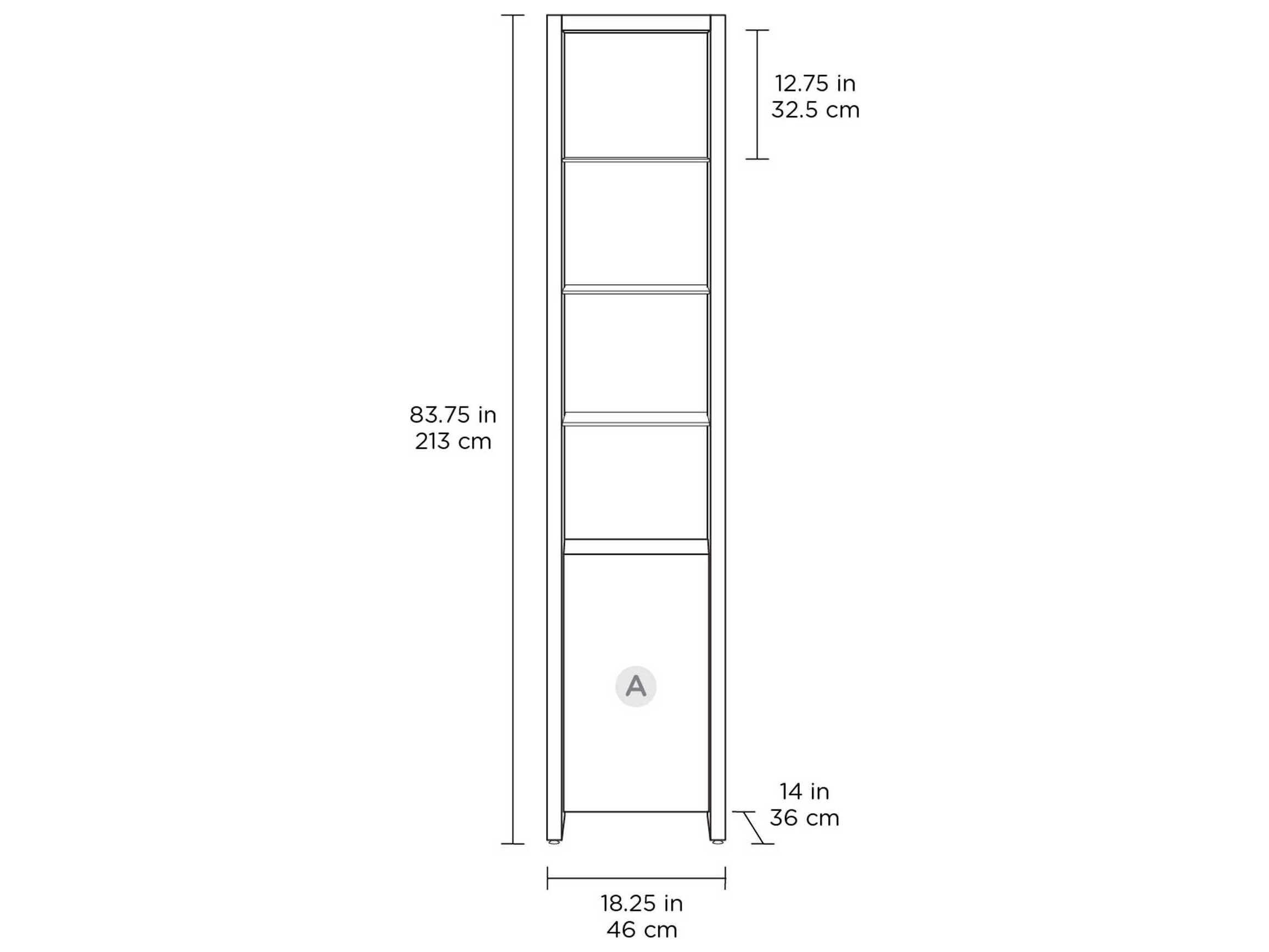 BDI Linea Shelf Charcoal Stained Ash Bookcase