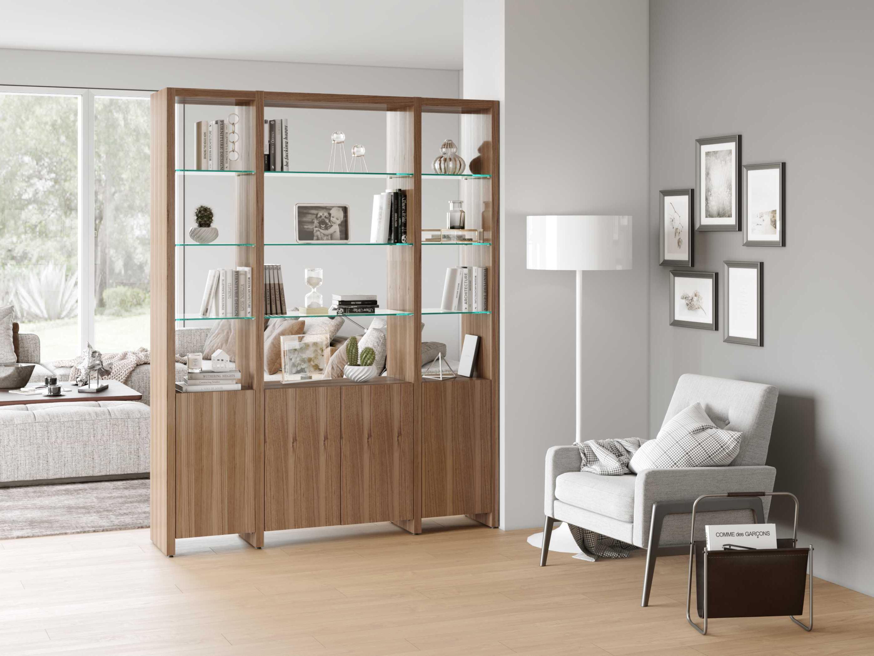 BDI Linea Shelf Natural Walnut Bookcase