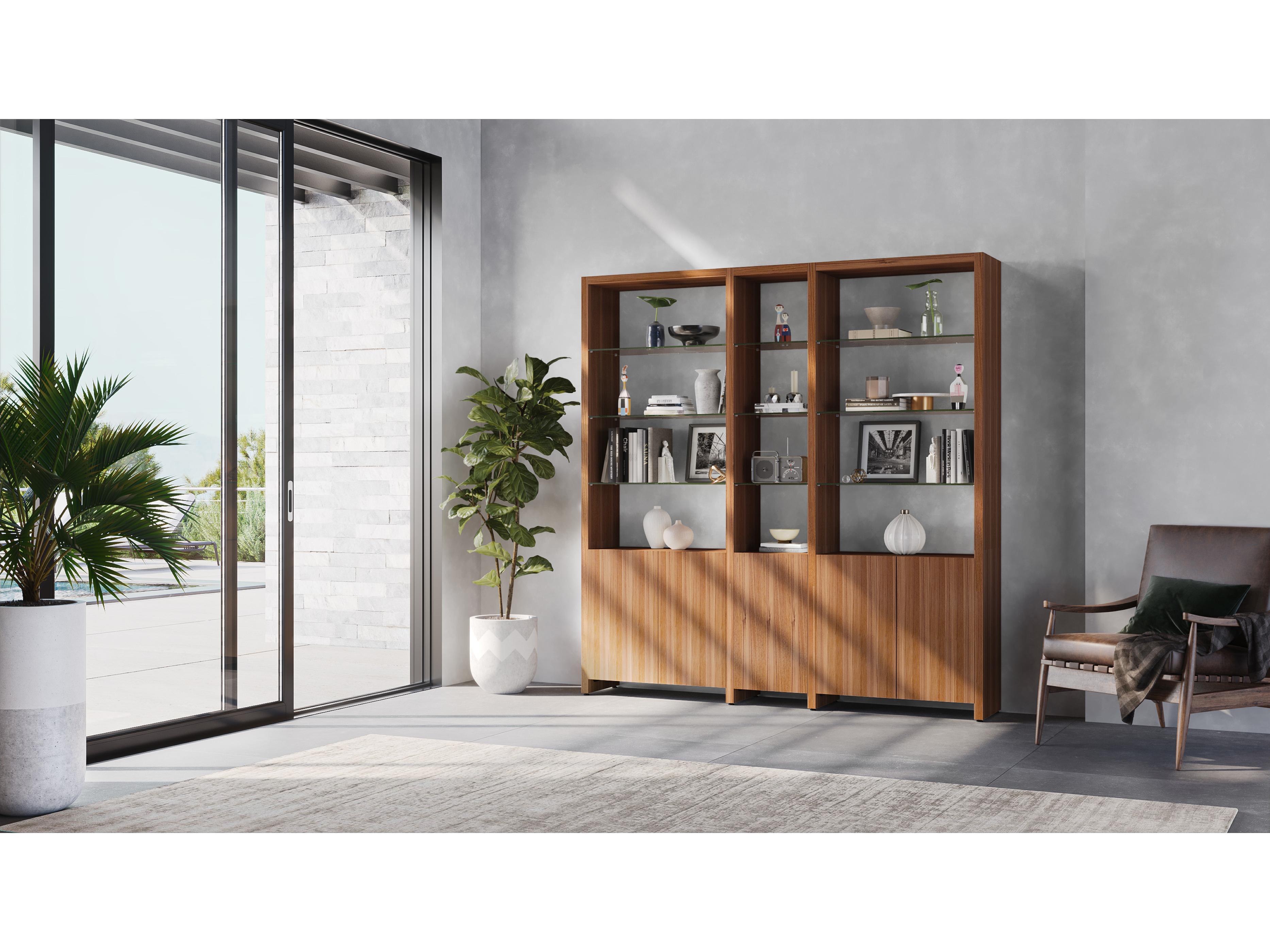 BDI Linea Natural Walnut Clear Bookcase