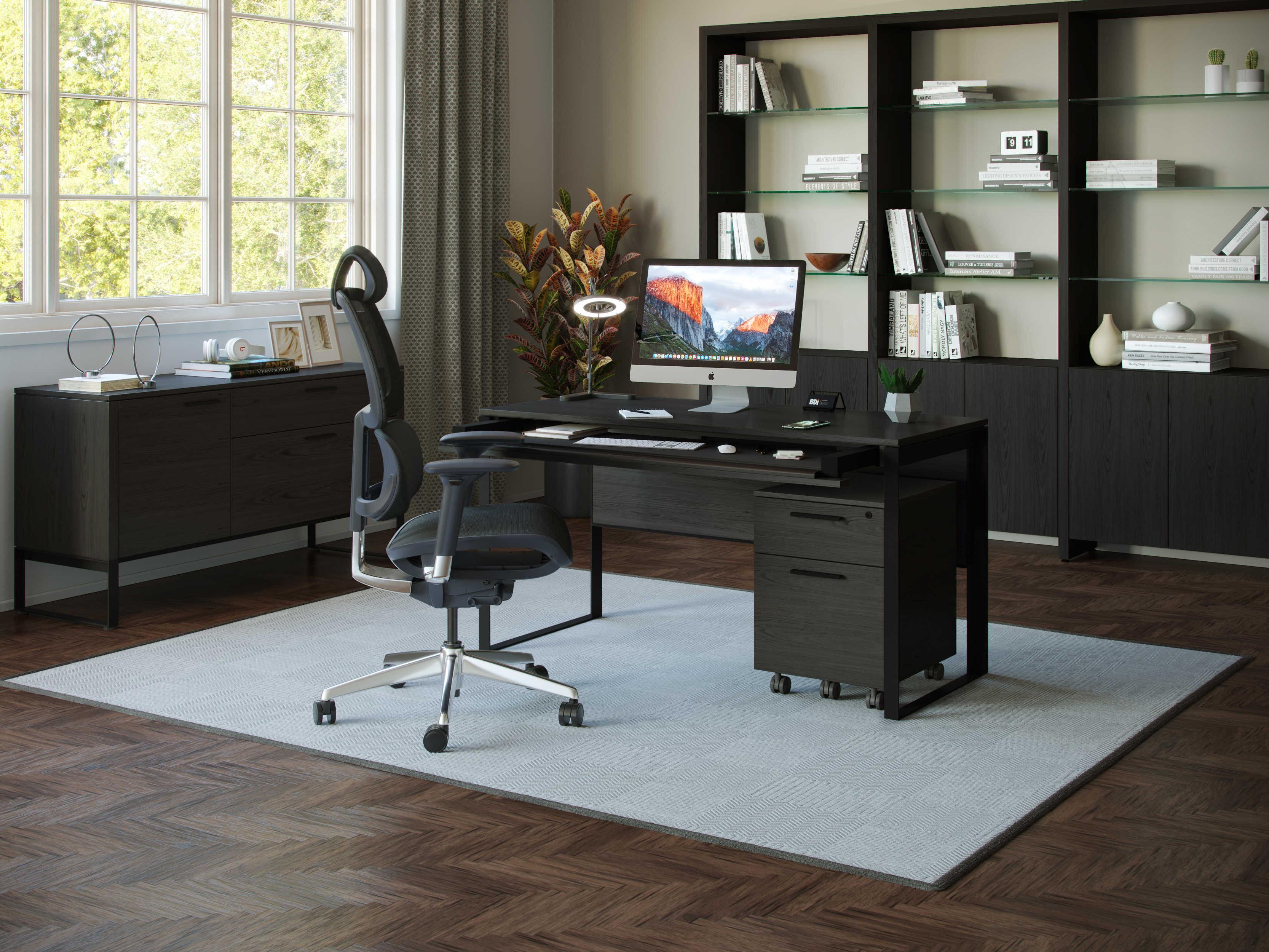 BDI Linea Shelf Charcoal Stained Ash Bookcase