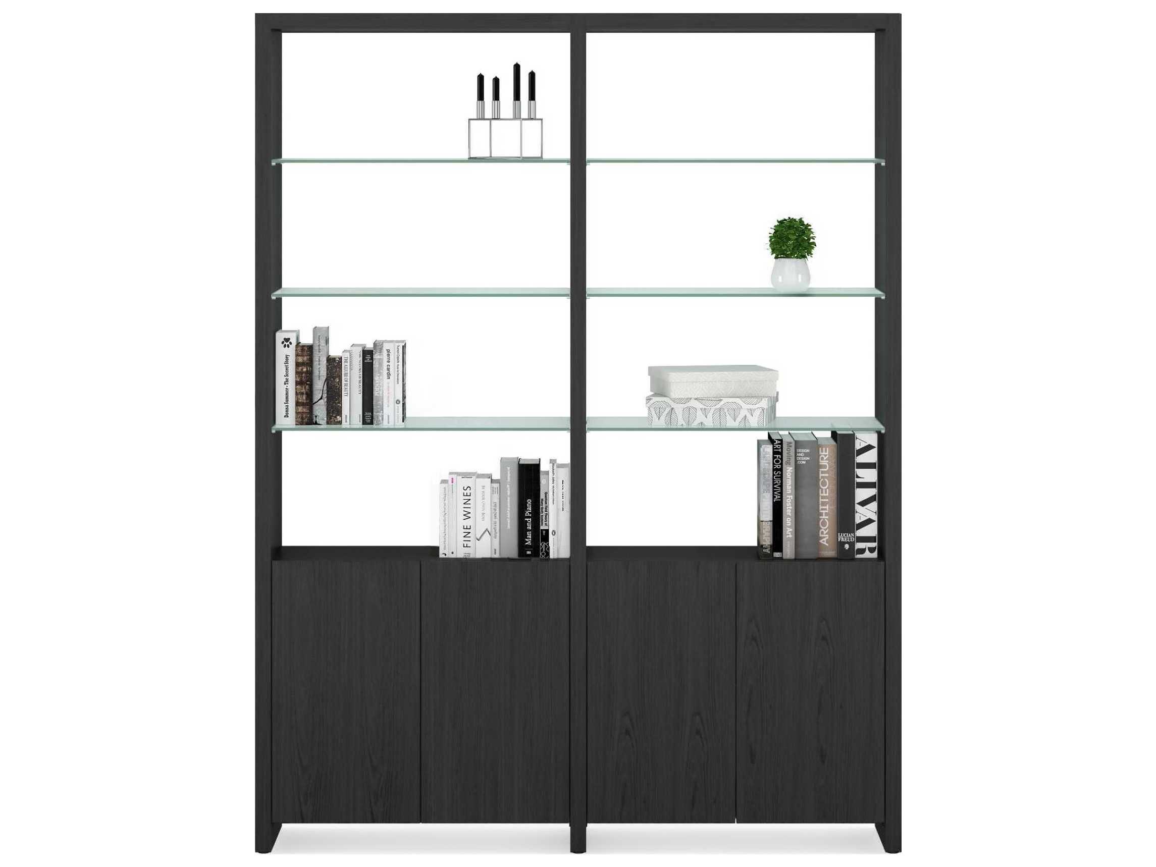 BDI Linea Shelf Charcoal Stained Ash Bookcase