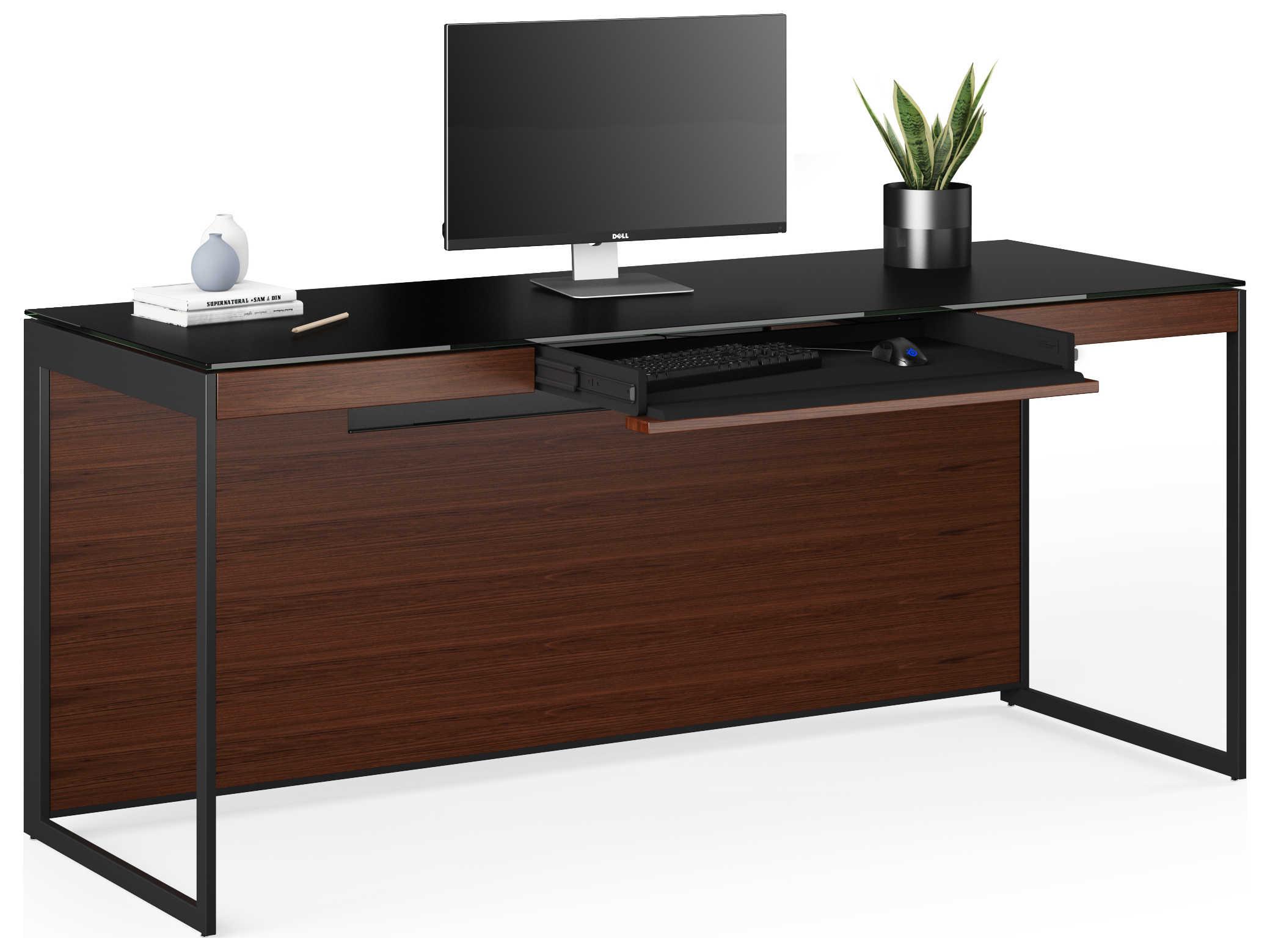 BDI Sequel Chocolate Stained Walnut Black Brown Wood Secretary Desk