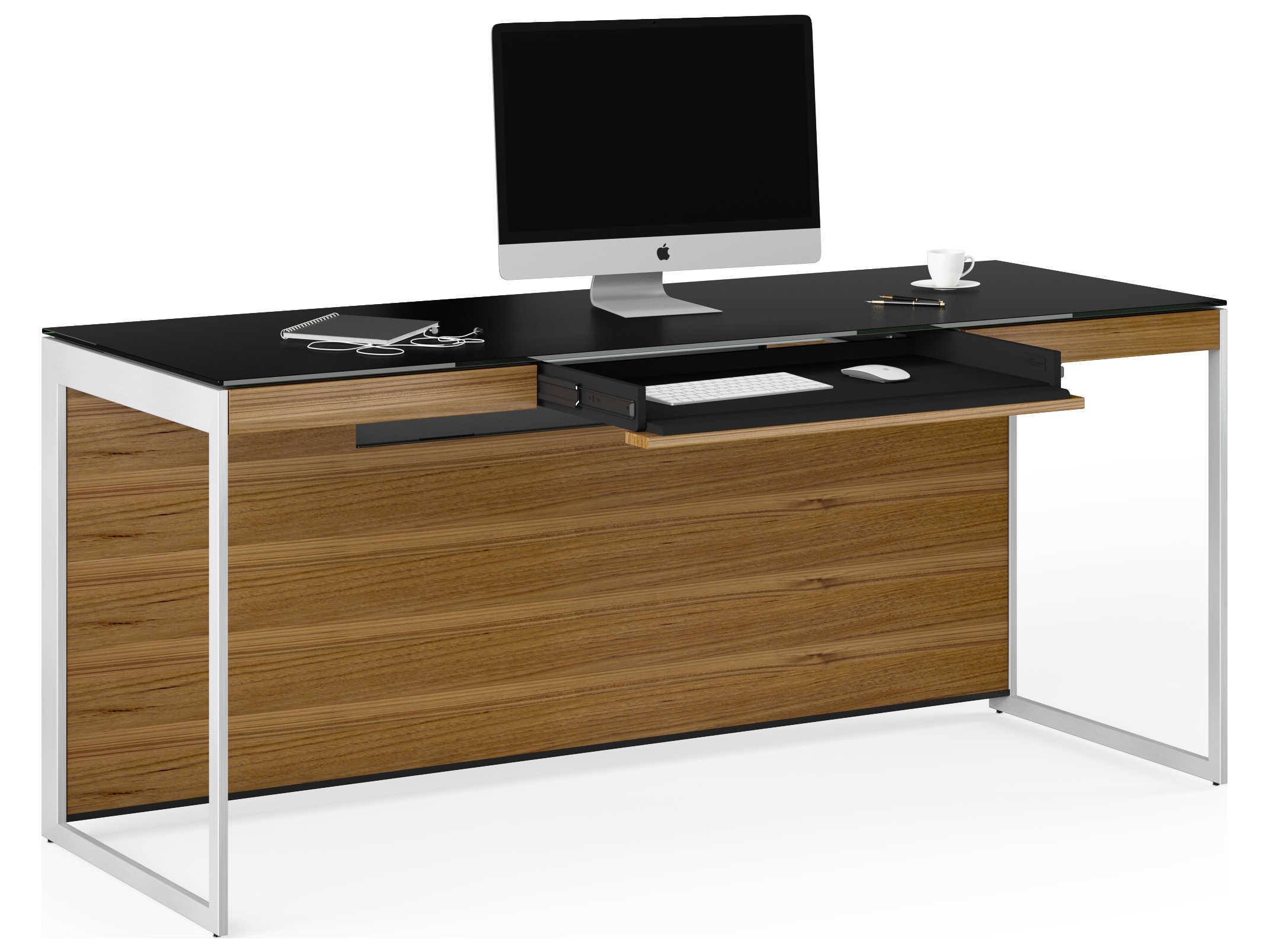 BDI Sequel Black Natural Walnut Satin Nickel Brown Wood Secretary Desk