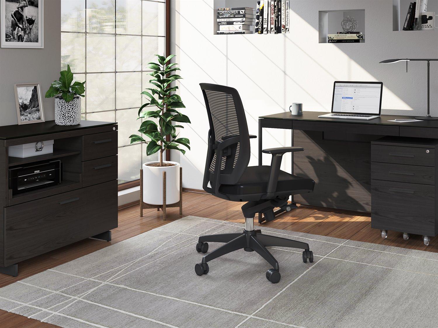 BDI Sequel Charcoal Stained Ash Black Brown Hardwood Secretary Desk