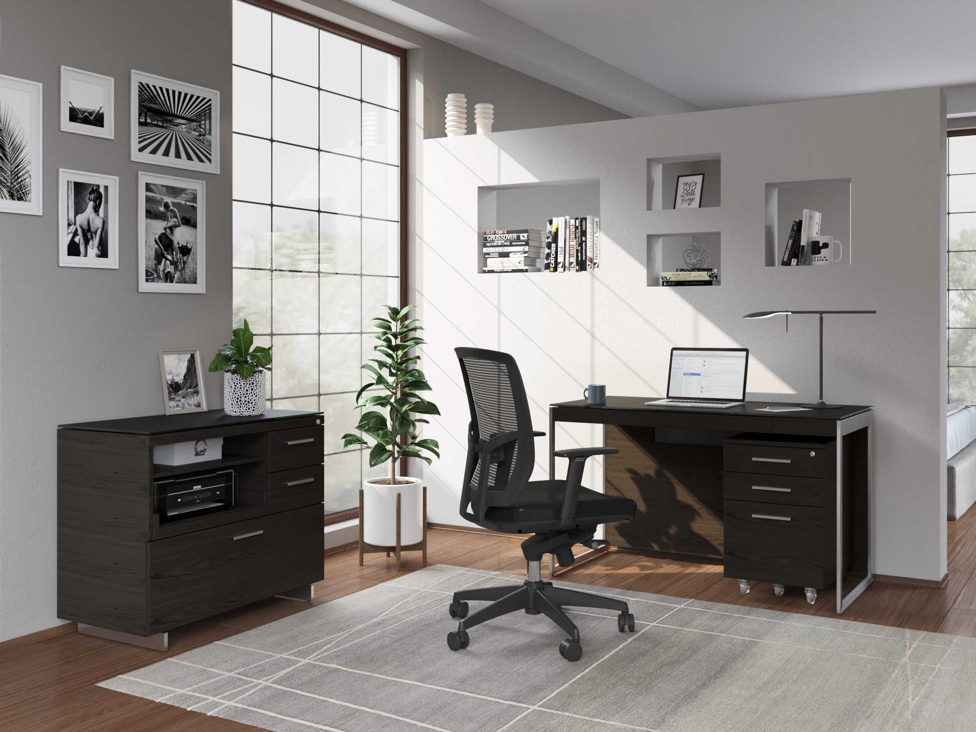 BDI Sequel Black Ash Wood Secretary Desk