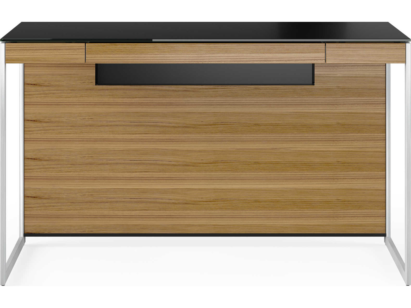 BDI Sequel Black Natural Walnut Satin Nickel Brown Hardwood Secretary Desk