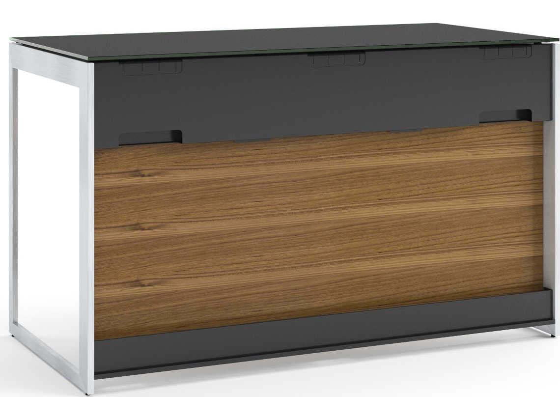 BDI Sequel Black Natural Walnut Satin Nickel Brown Hardwood Secretary Desk