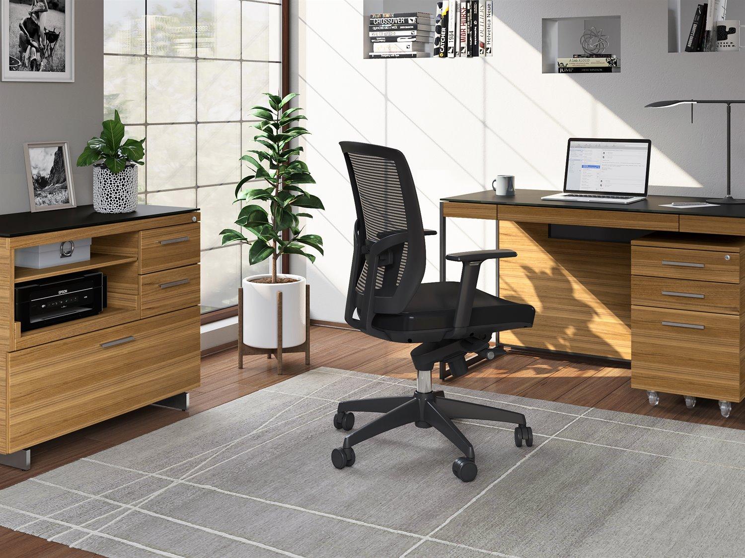 BDI Sequel Black Natural Walnut Satin Nickel Brown Hardwood Secretary Desk