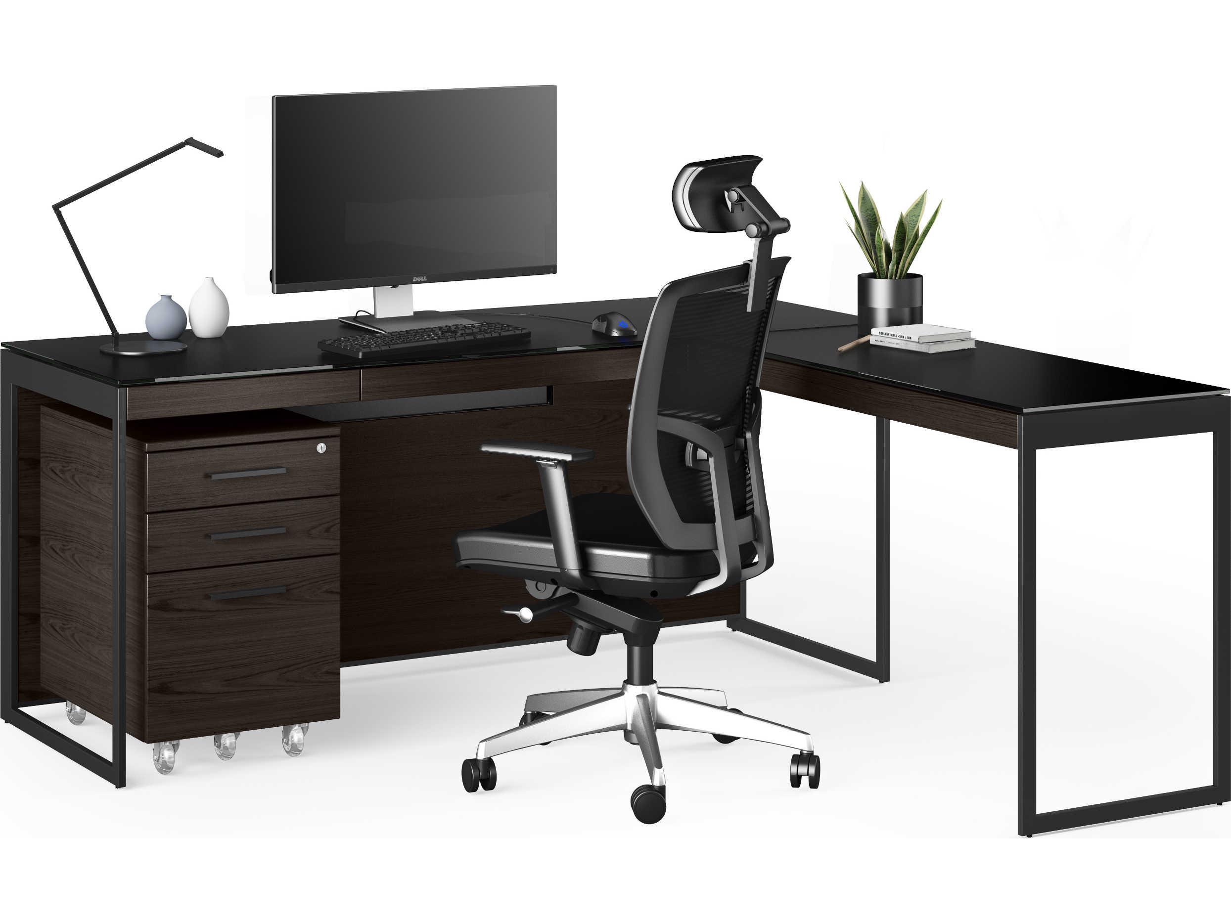 BDI Sequel-20 Charcoal Stained Ash / Black Return Desk